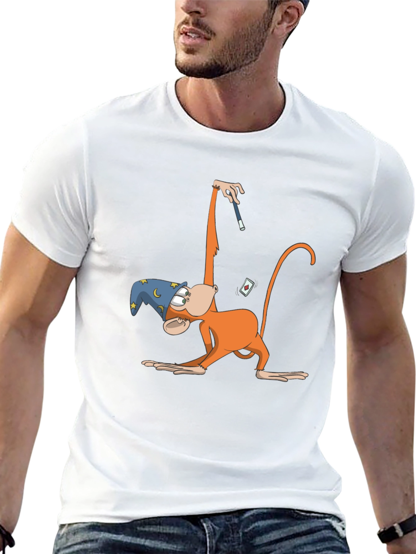 Black Monkey Magician T-Shirt - Funny Cartoon Design view 13
