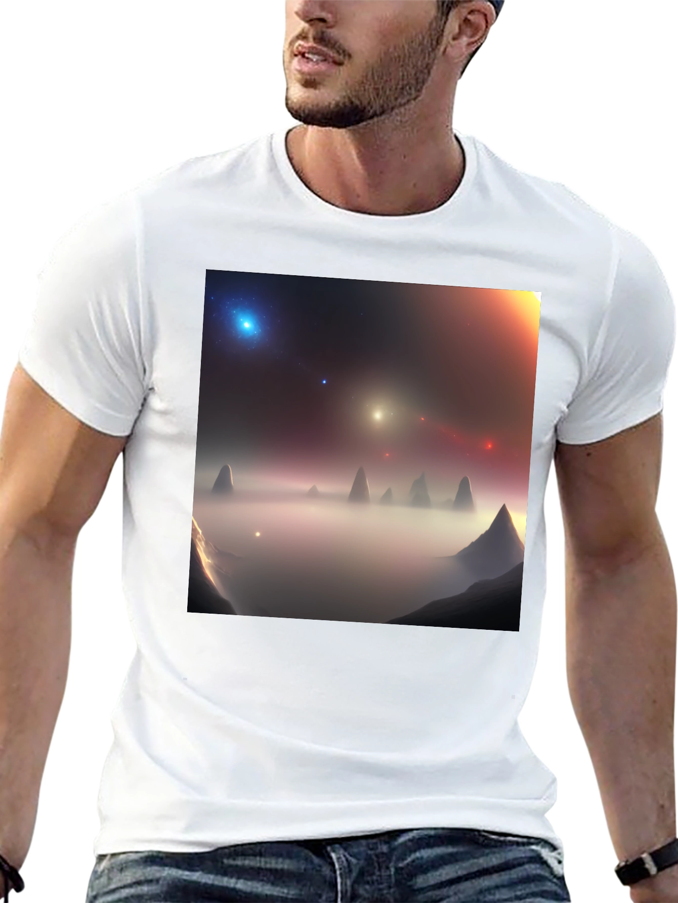 Black Nebula Vista Graphic Tee - Black Cotton Comfort view 13
