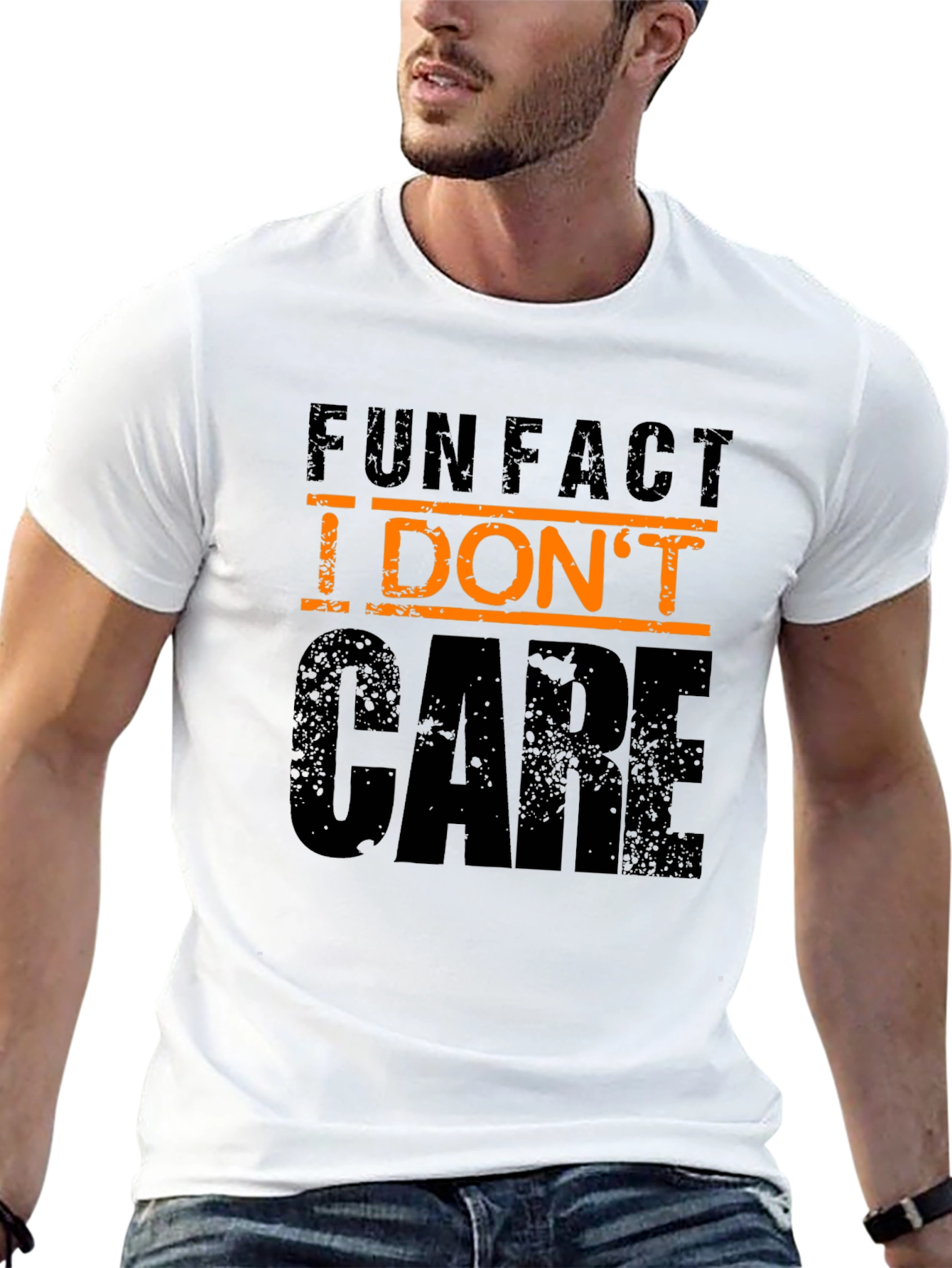 Black Fun Fact I Don't Care Graphic Tee - Black Casual T-Shirt view 13