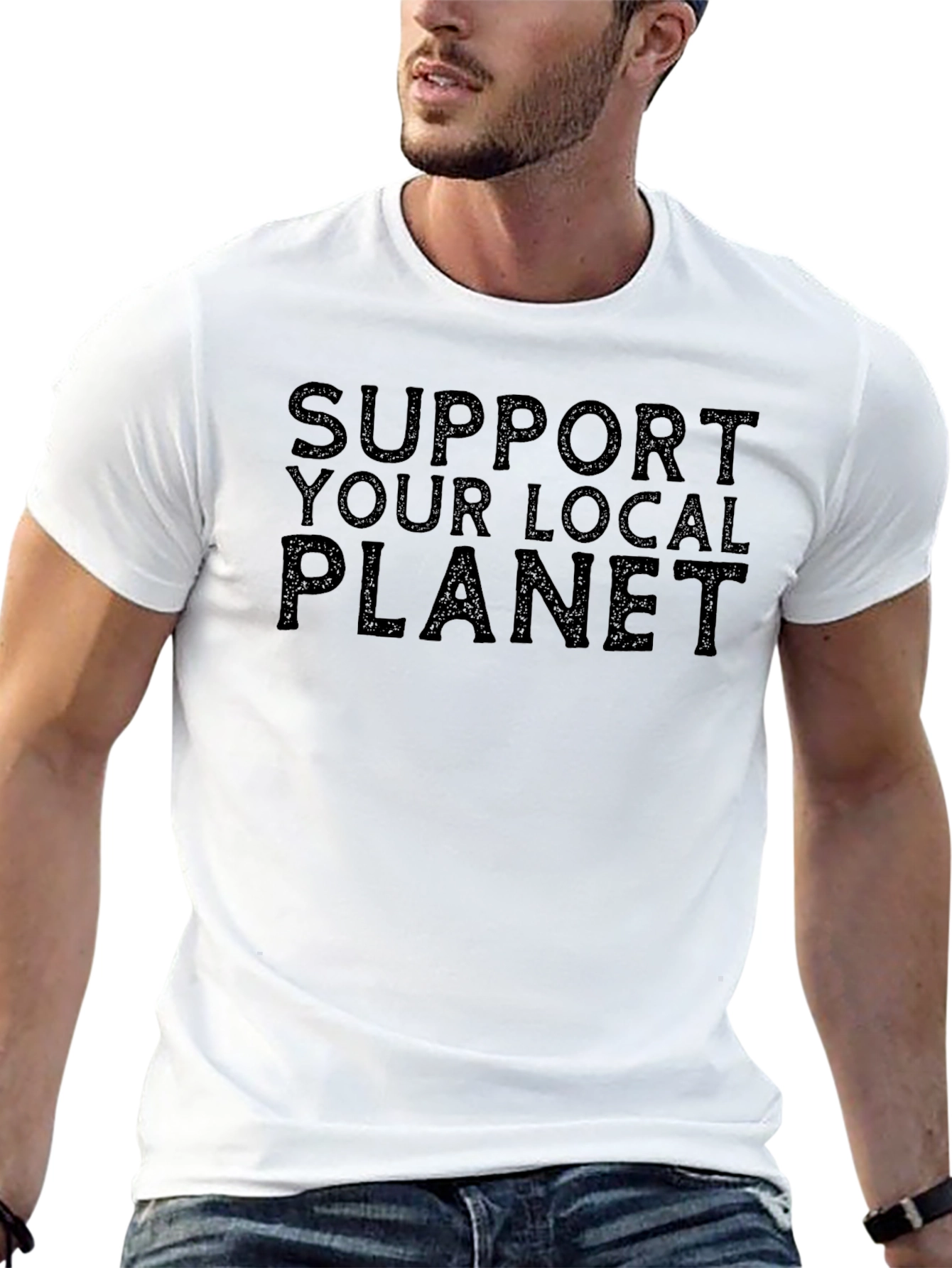 Black Support Your Local Planet Graphic T-Shirt view 13