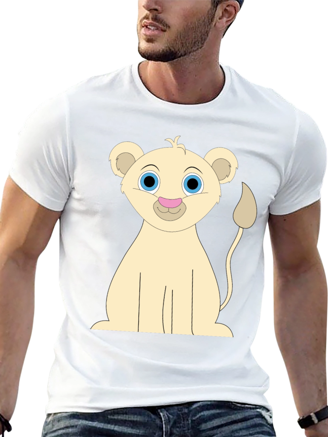 Black Cute Cartoon Lion Black T-Shirt view 13
