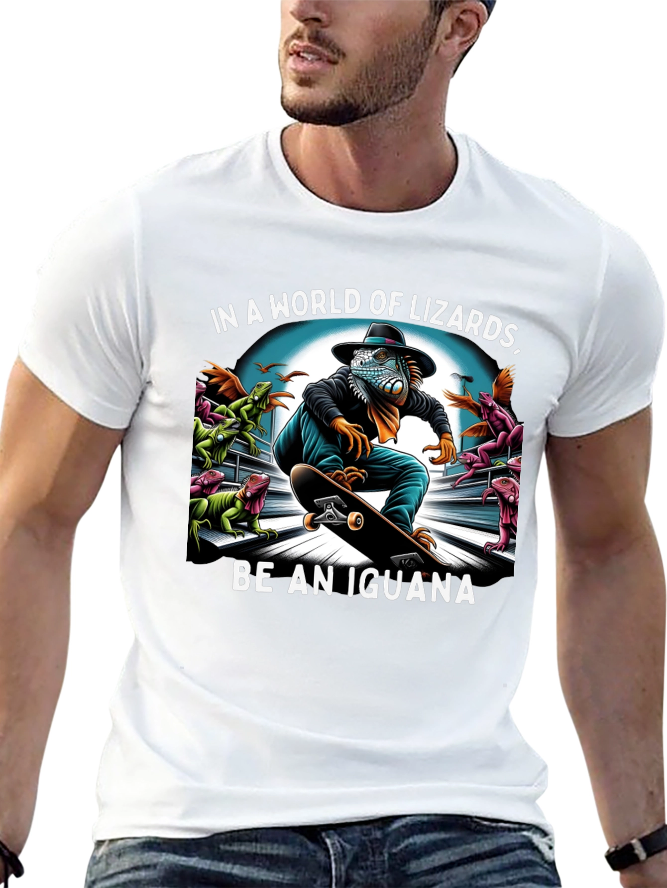 Black Iguana Skateboard T-Shirt - Be an Iguana! view 13
