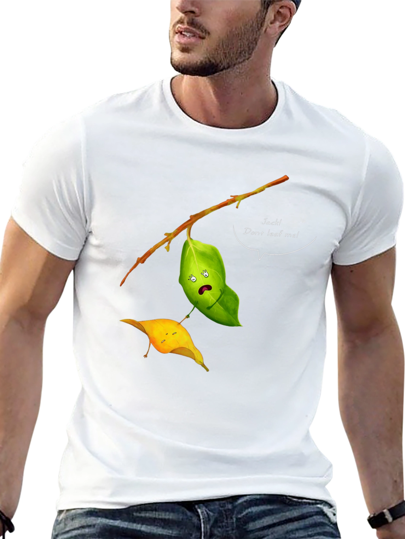 Black Funny Leaf Humor T-Shirt - Jack! Don't Leaf Me view 13
