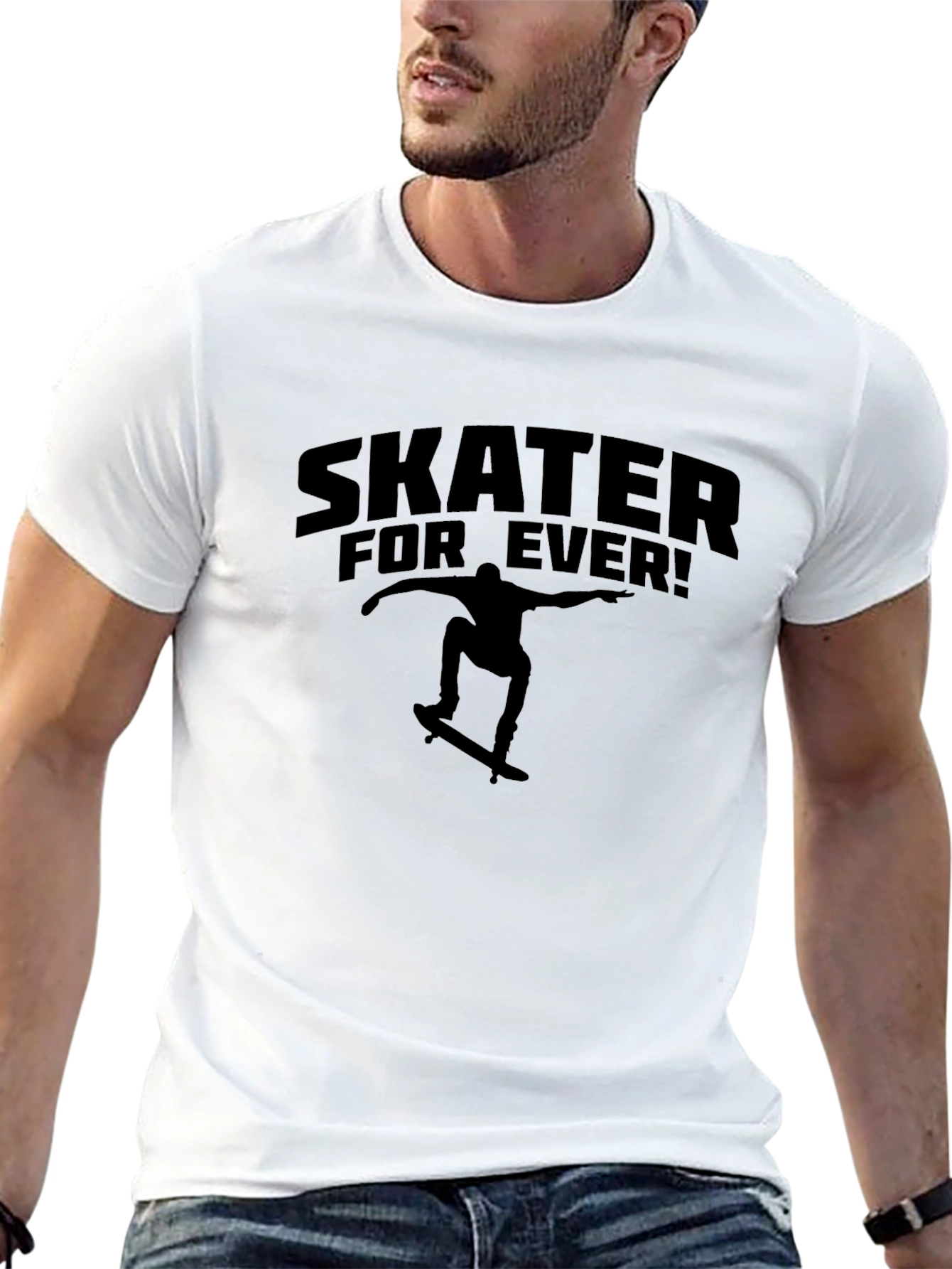 Black Skater Forever Graphic Tee - Cool Skateboarder Design view 13