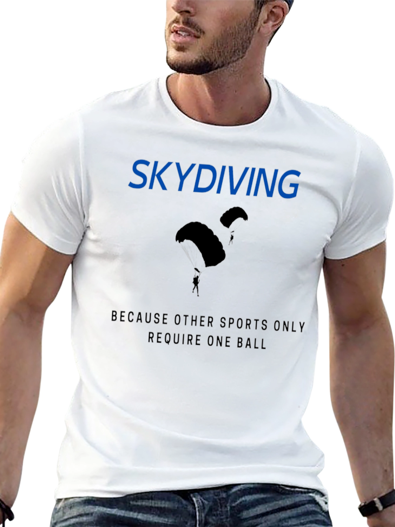 Black Skydiving Funny Graphic T-Shirt - Black view 13