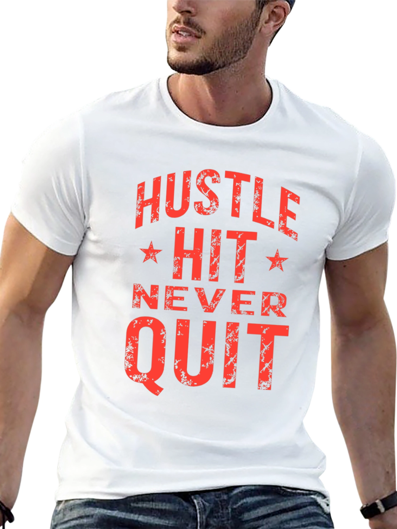 Black Hustle Hit Never Quit Graphic T-Shirt view 13