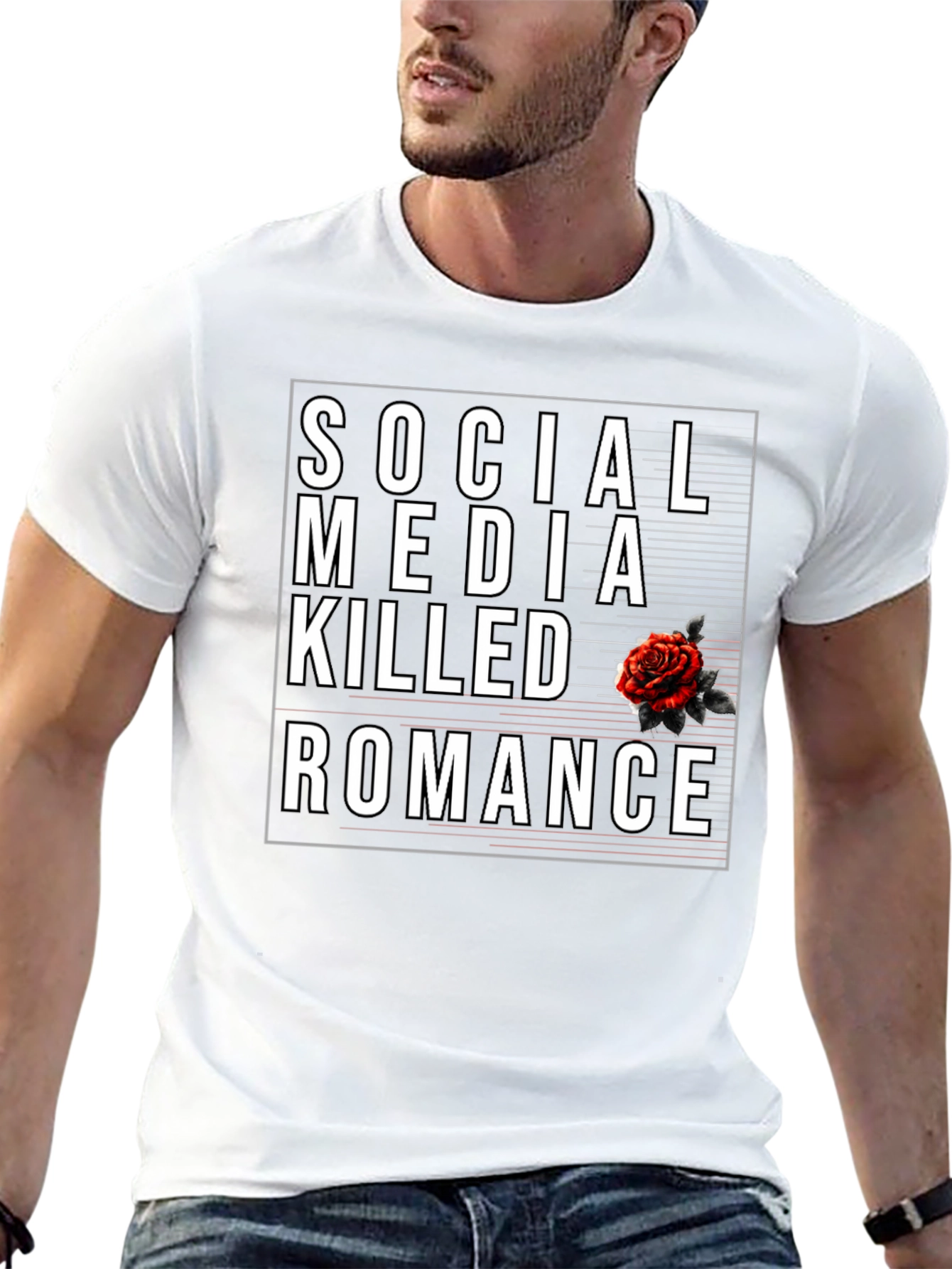 Black Social Media Killed Romance Black Graphic Tee view 13
