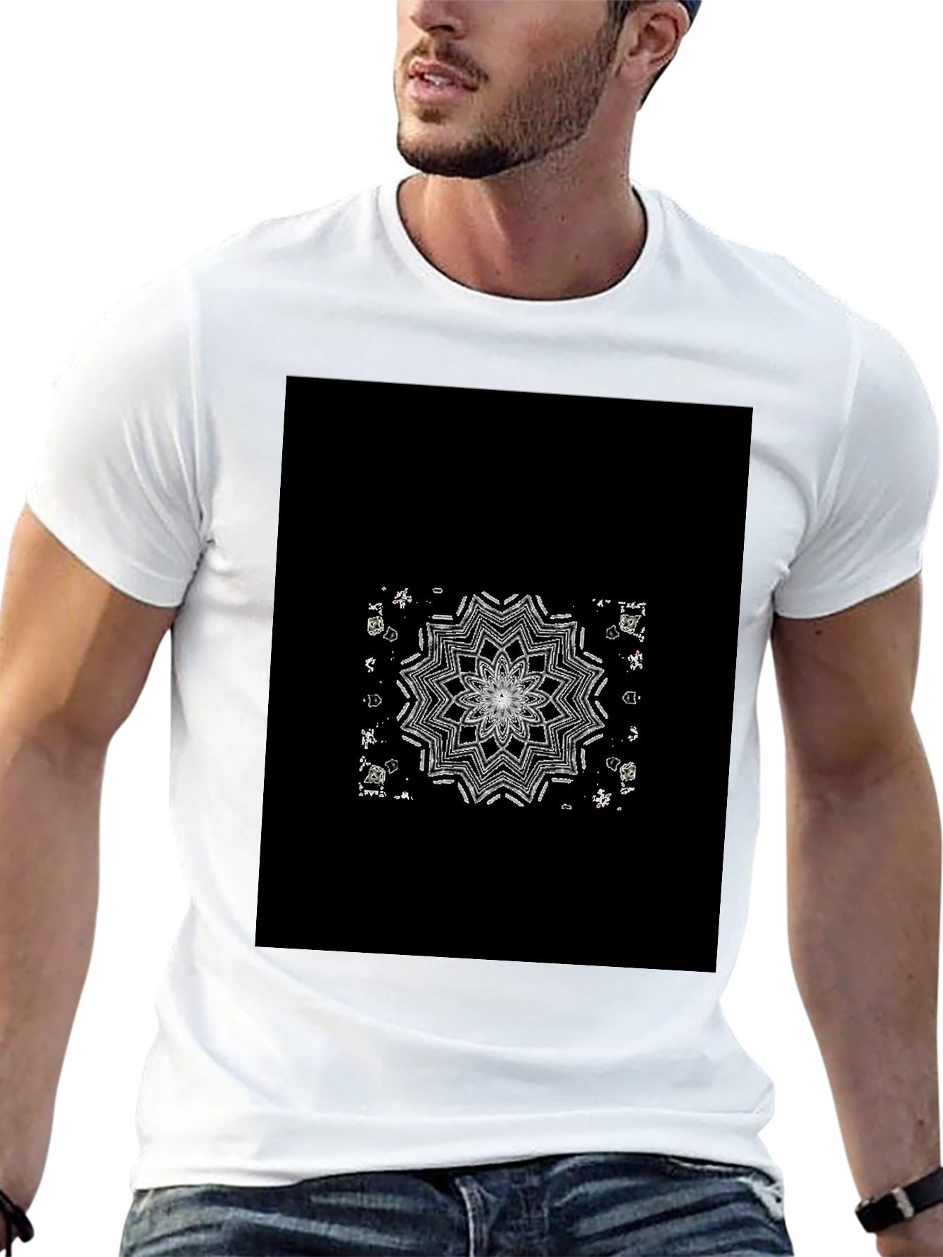 Black Mandala Graphic Tee - Black Cotton Blend view 13