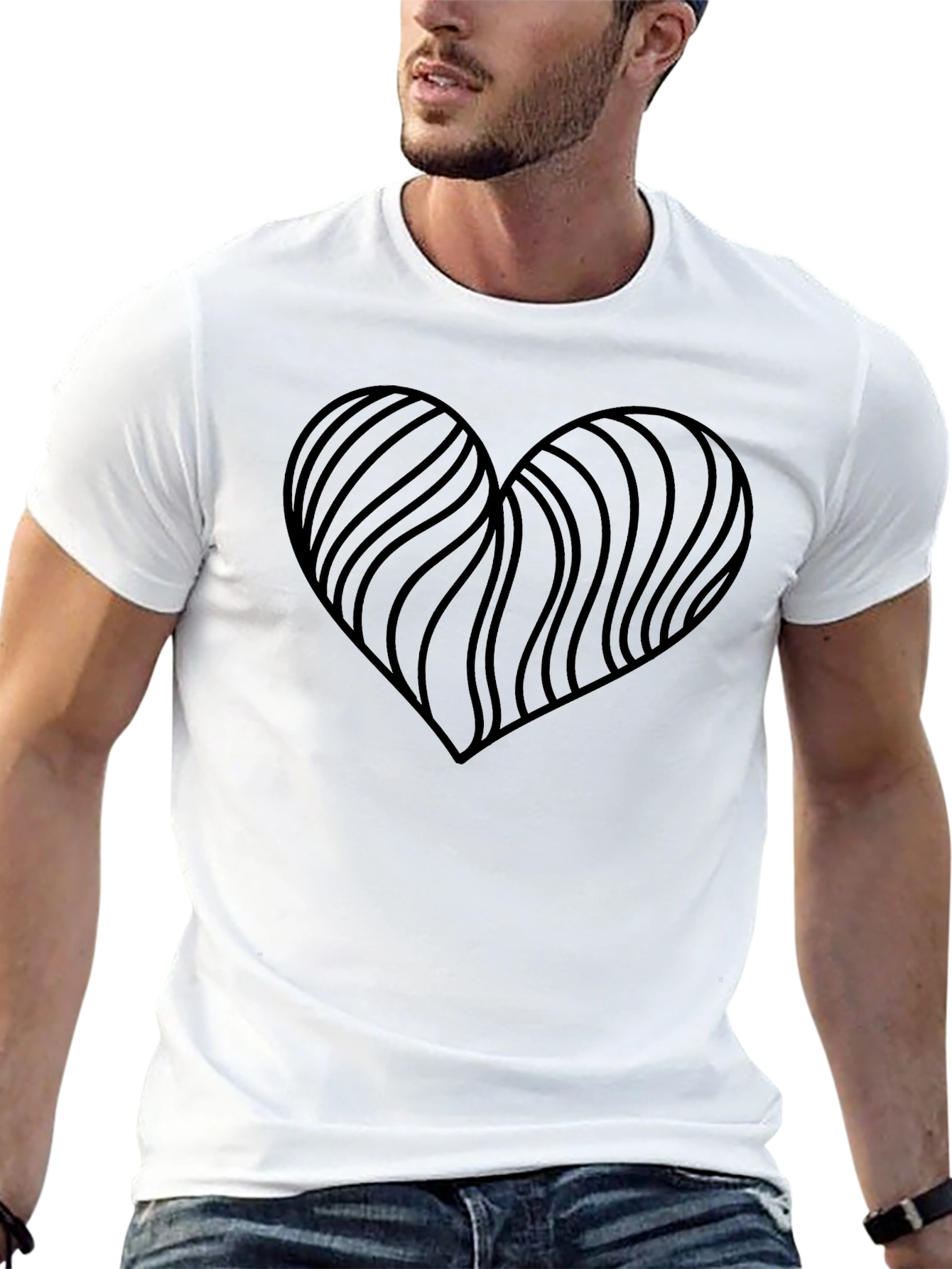 Black Heart Wave Graphic Tee - Stylish Men's Black T-Shirt view 13