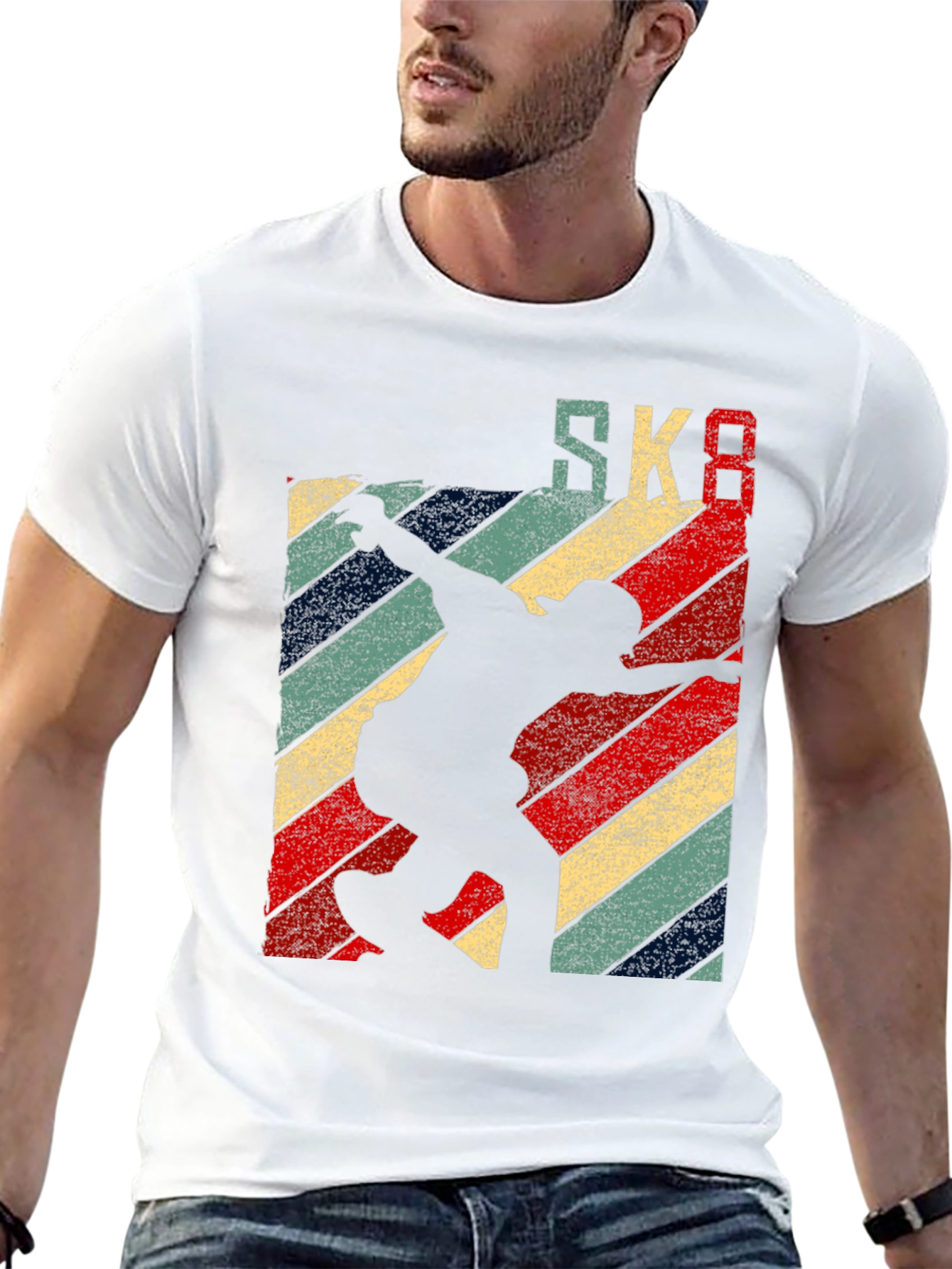 Black Retro SK8 Skateboard T-Shirt Black view 13