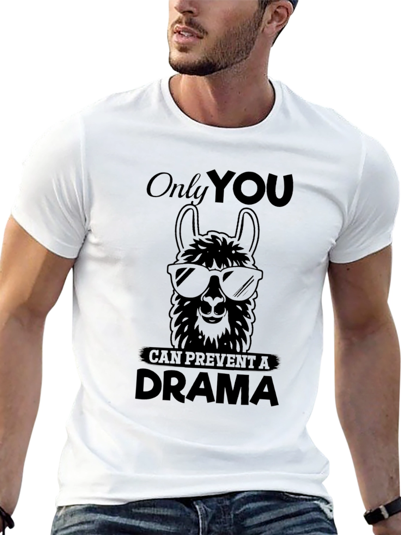 Black Llama Drama Prevention Graphic Tee - Unisex Black T-Shirt view 13