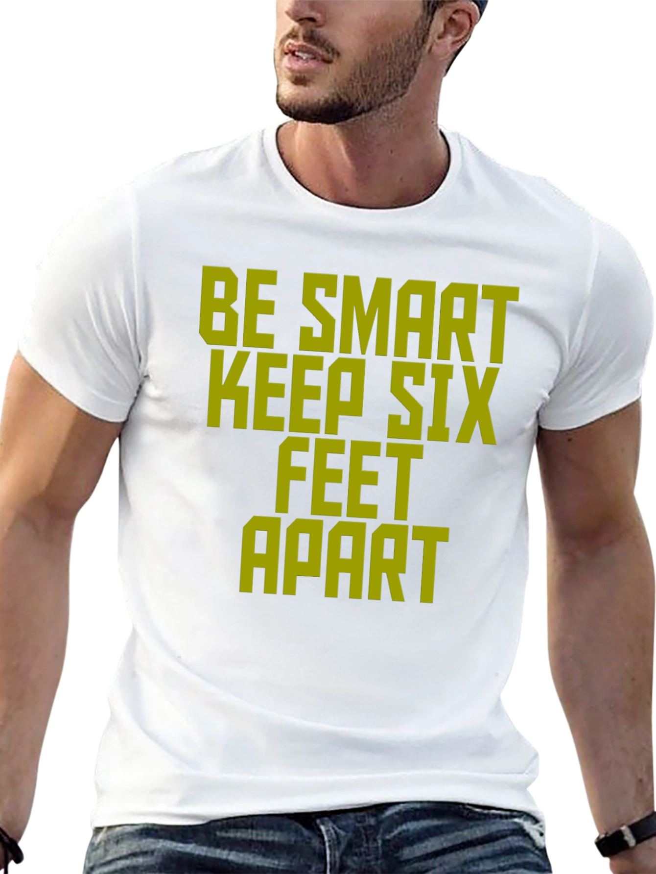 Black Be Smart Keep Six Feet Apart Novelty Graphic T-Shirt view 13