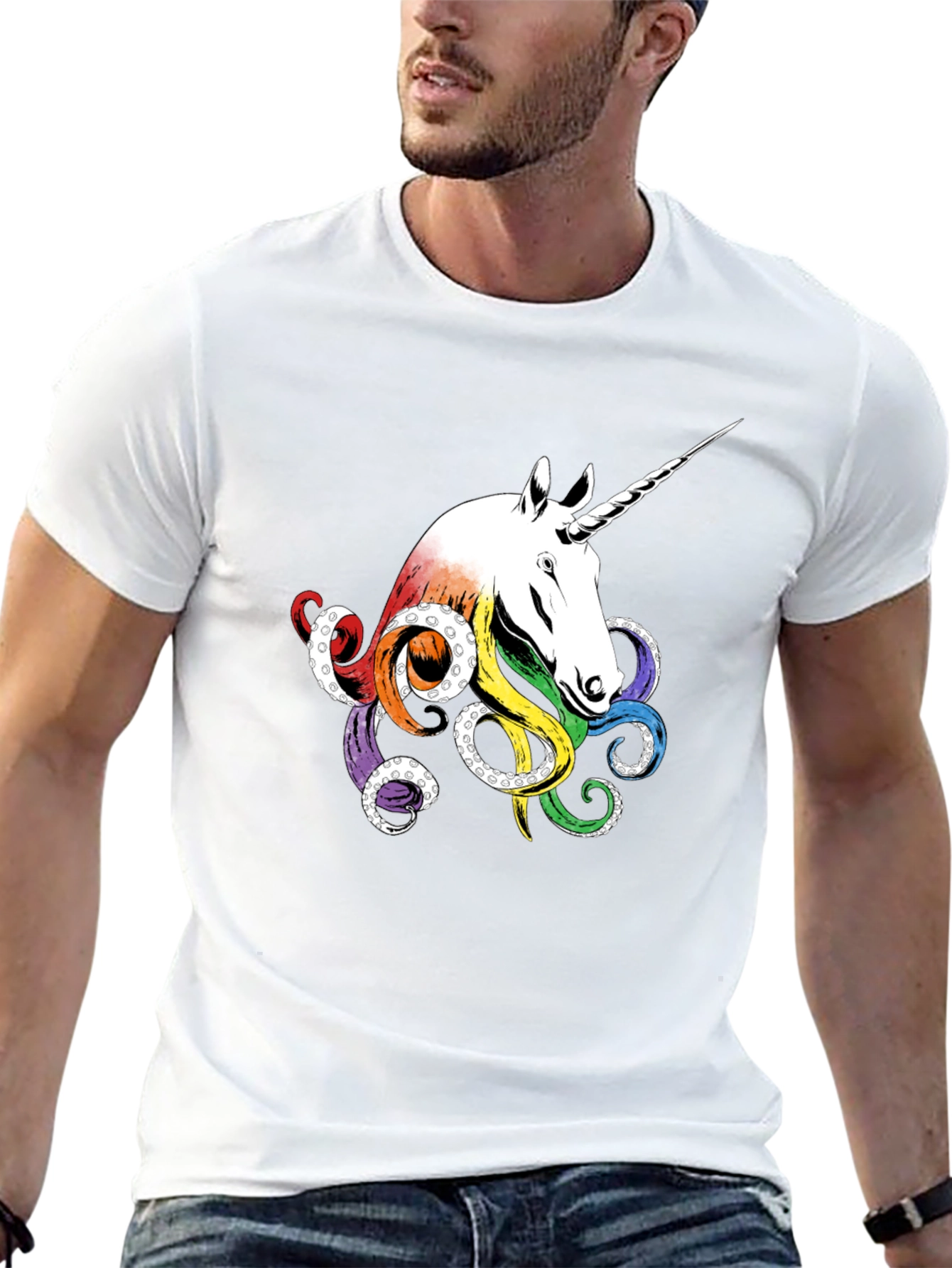 Black Unicorn Octopus T-Shirt - Unique Graphic Tee view 13