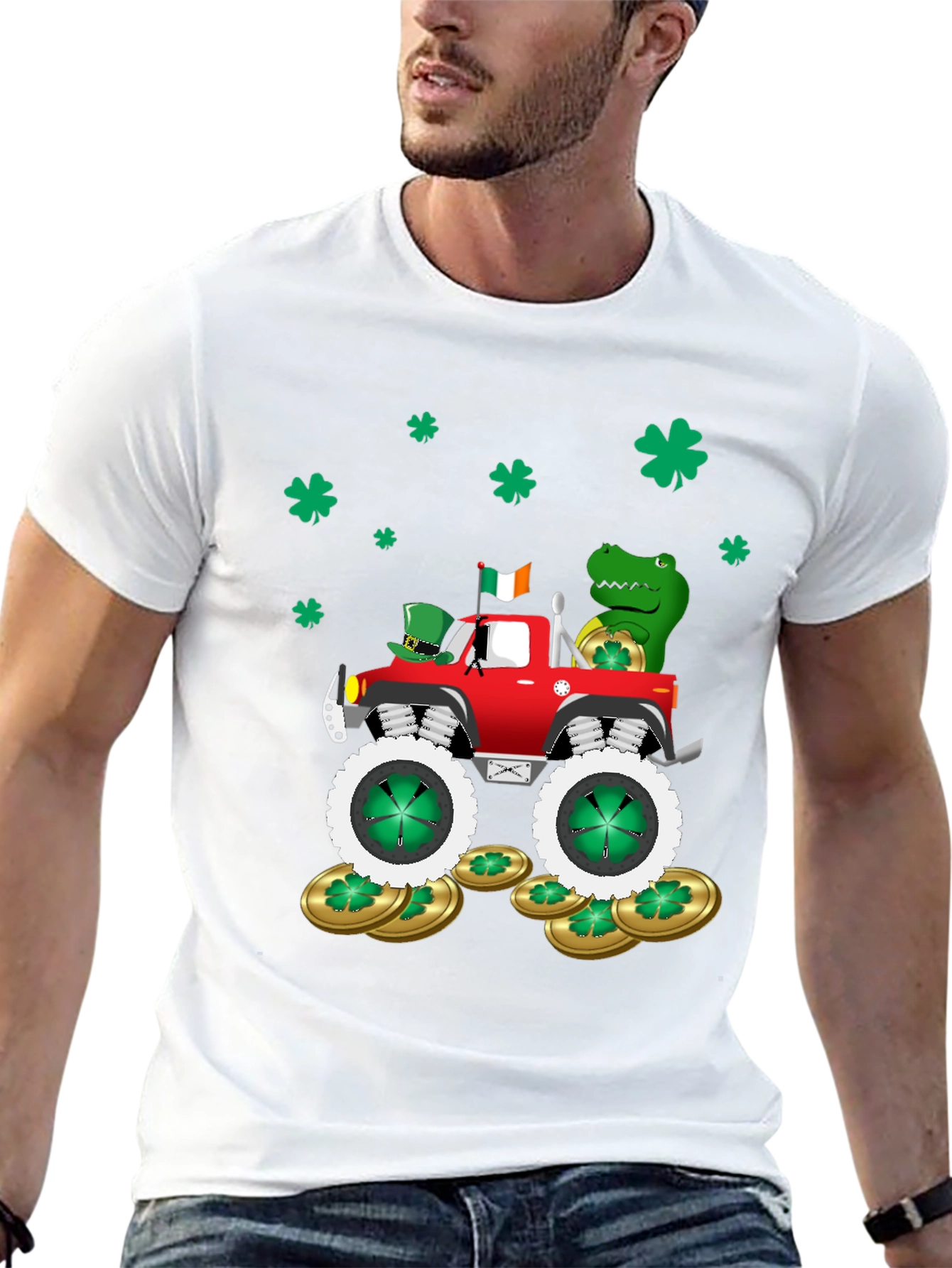 Black St. Patrick's Day Monster Truck T-Shirt view 13