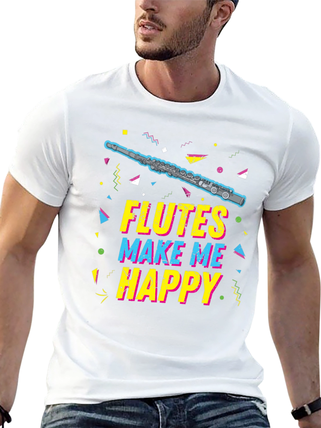 Black Flutes Make Me Happy T-Shirt - Music Lover Tee view 13