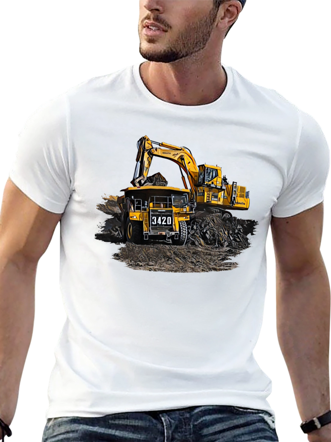 Construction Truck Graphic Tee - Black - 13