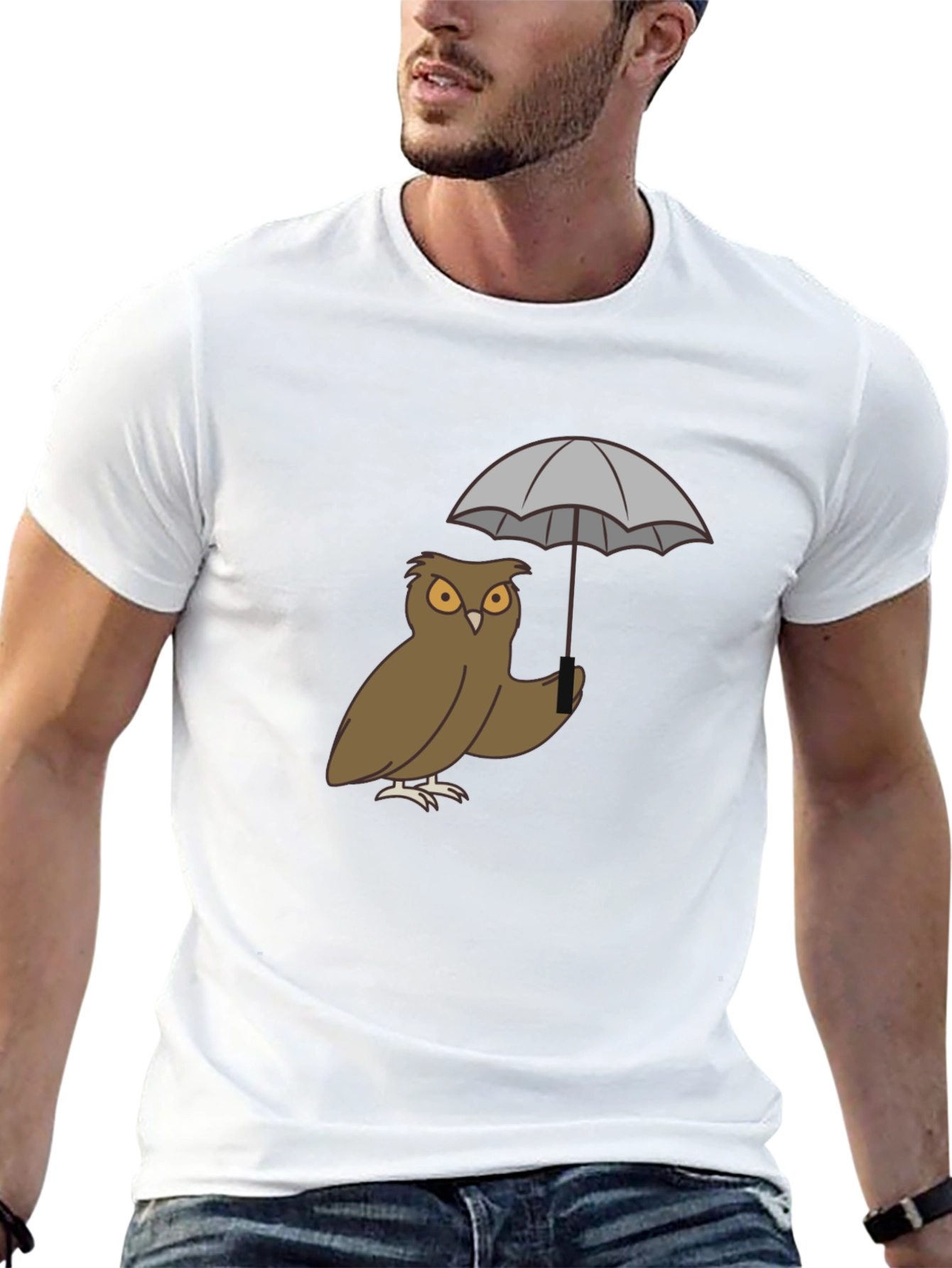 Black Owl Umbrella Graphic T-Shirt view 13