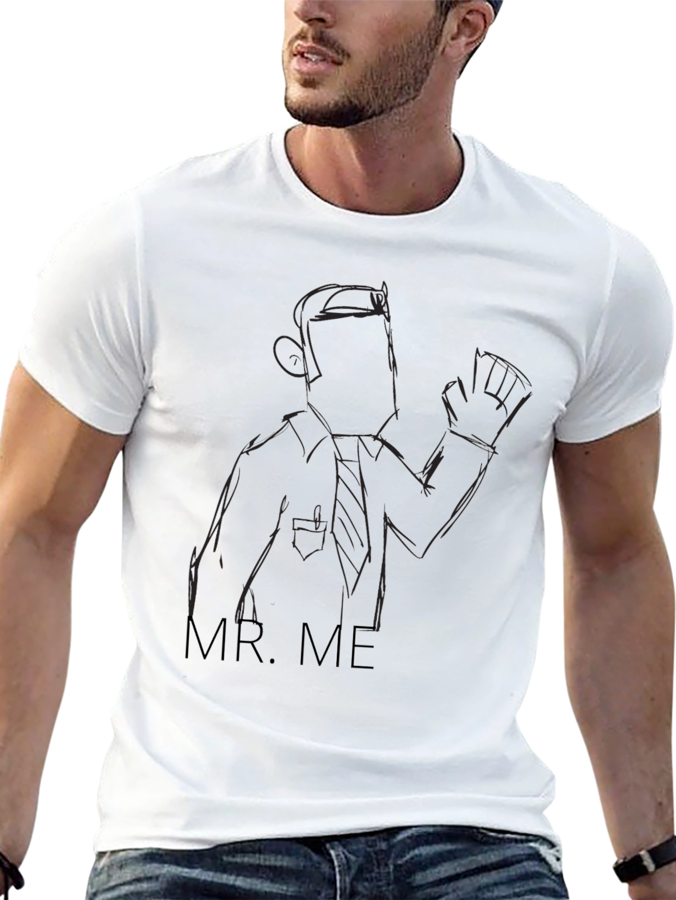 Black Mr. Me Sketch Black T-Shirt view 13