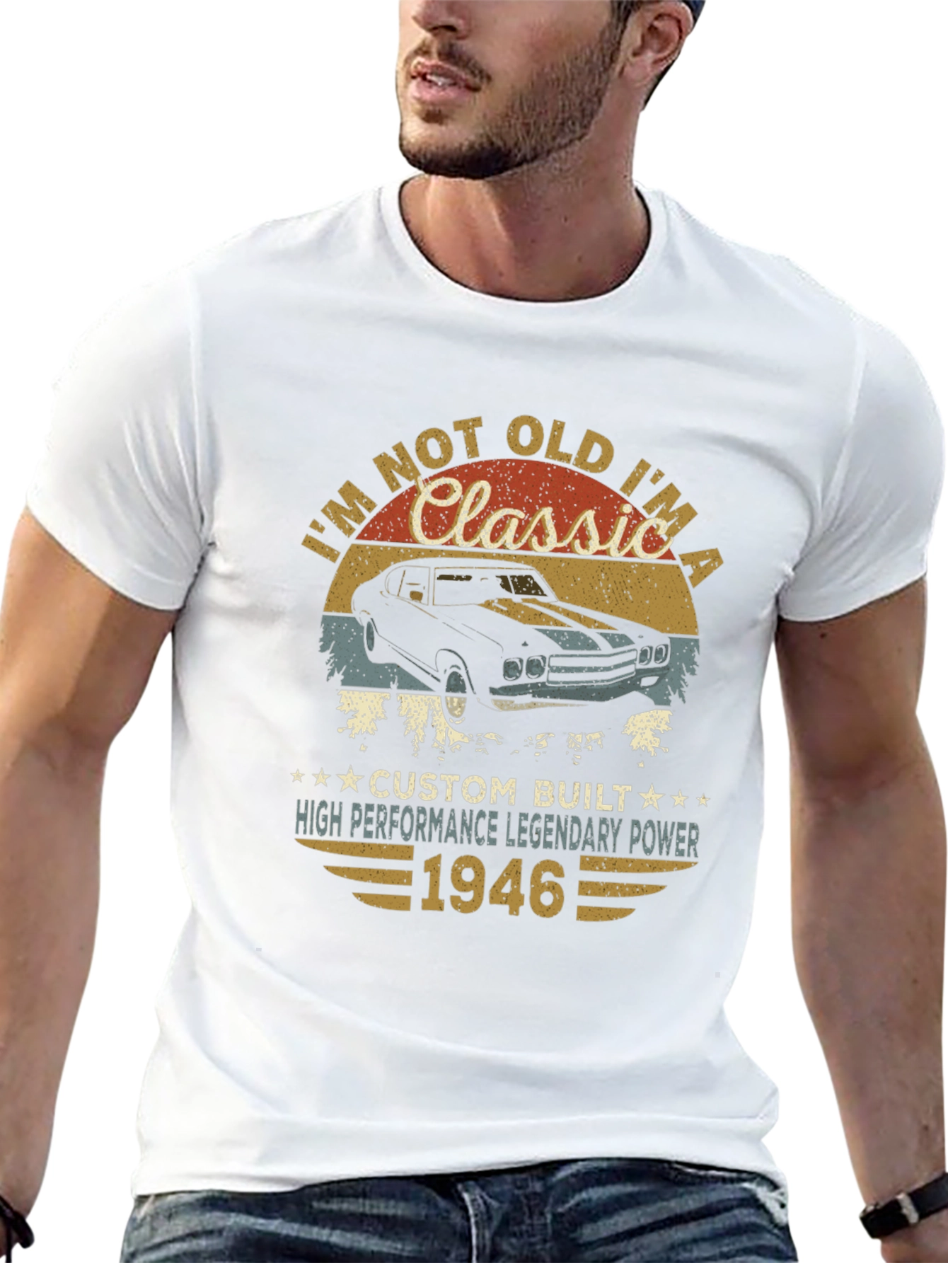 Black Classic Car 1946 Birthday T-Shirt view 13