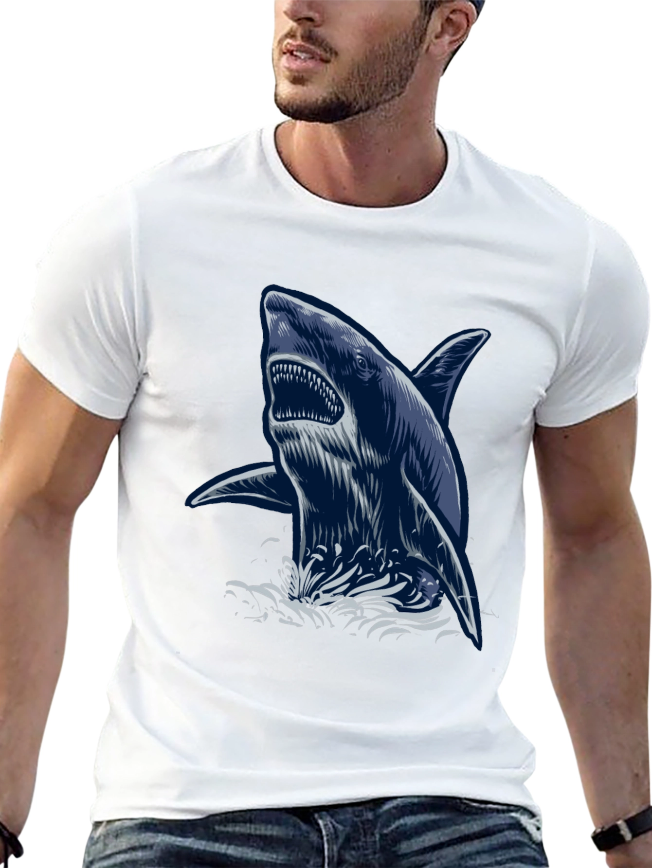 Black Shark Graphic Print T-Shirt view 13