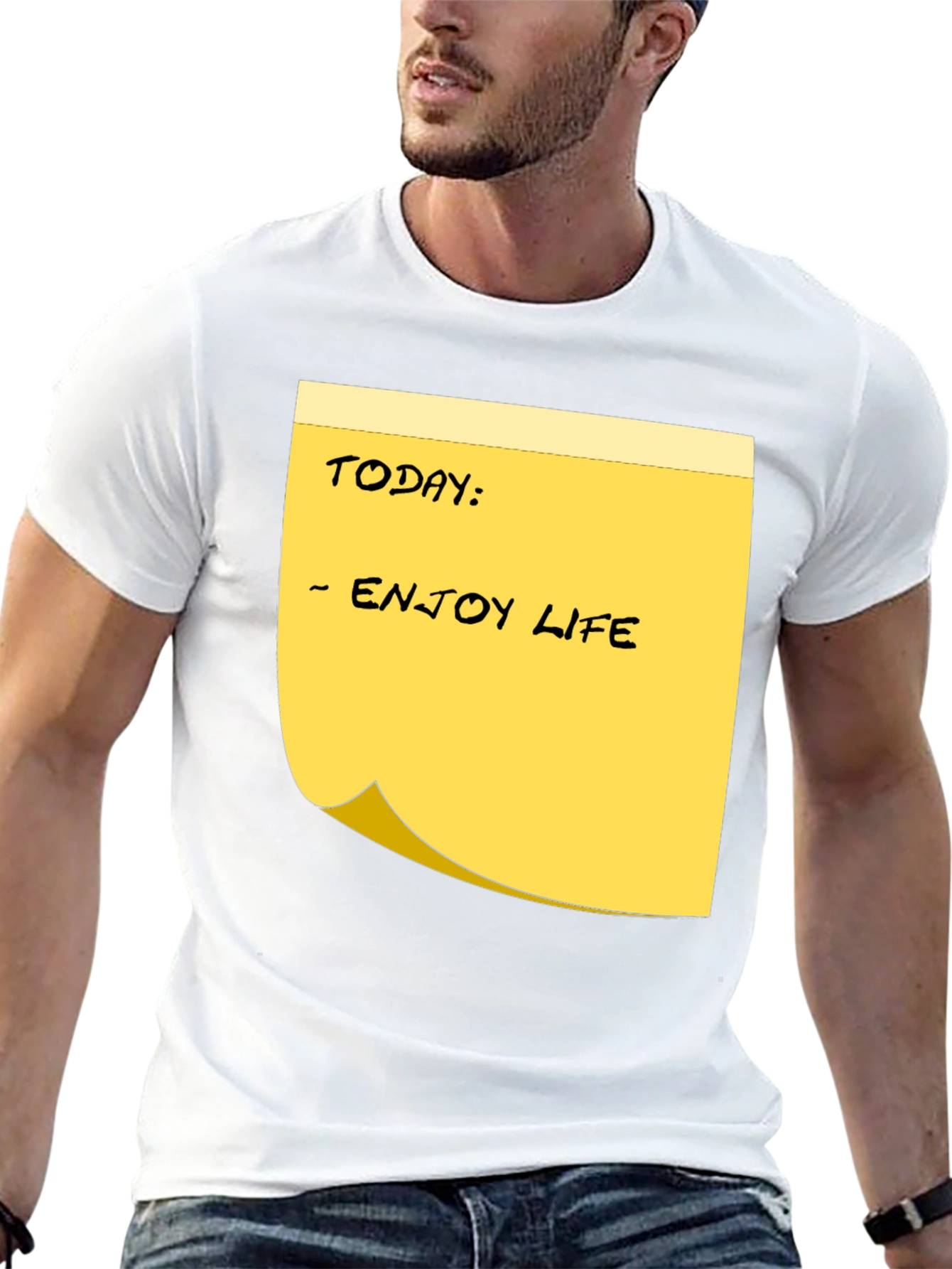 Black Enjoy Life Sticky Note Graphic Tee - Black view 13