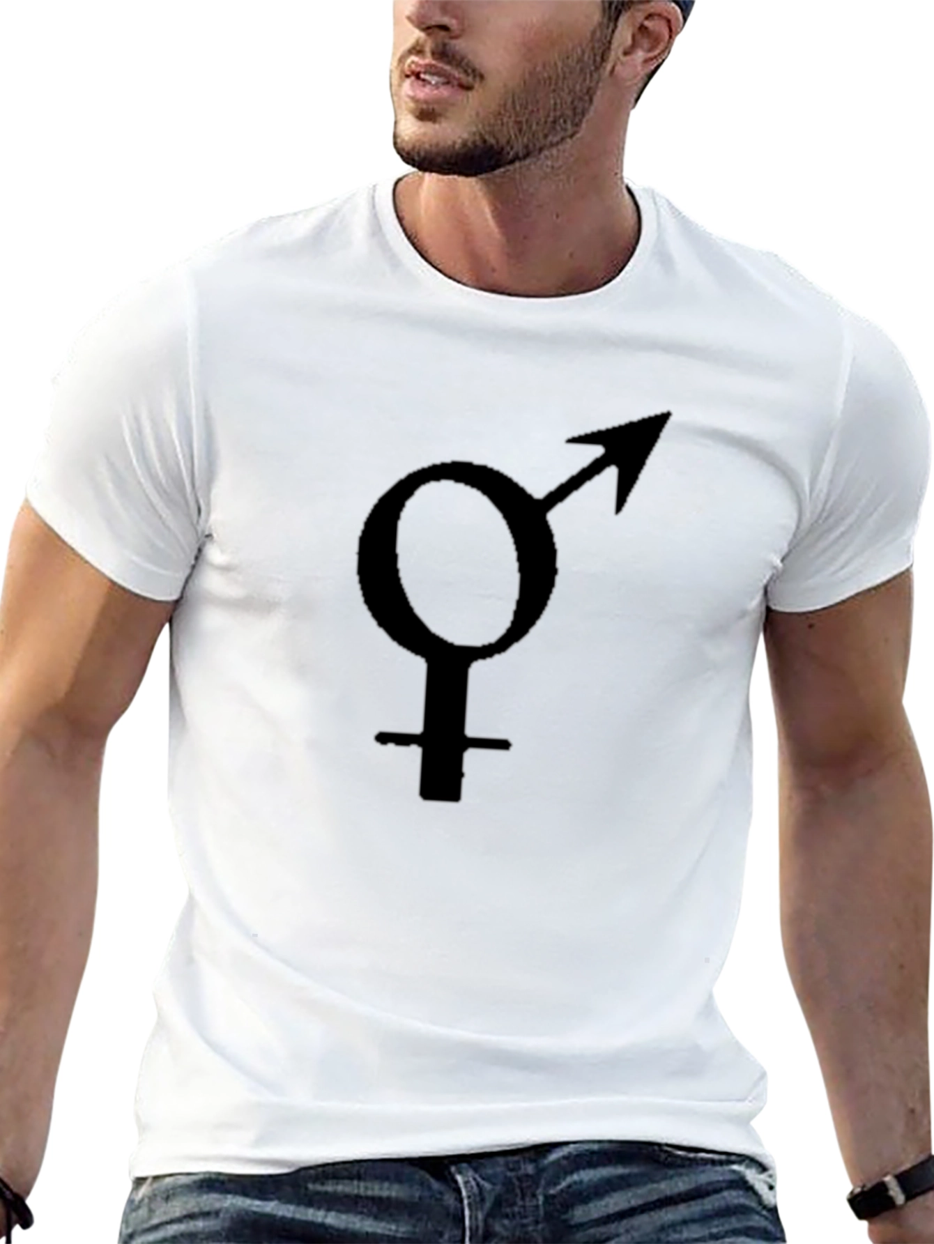 Black Gender Symbol Black Tee - Unisex Trans Pride view 13