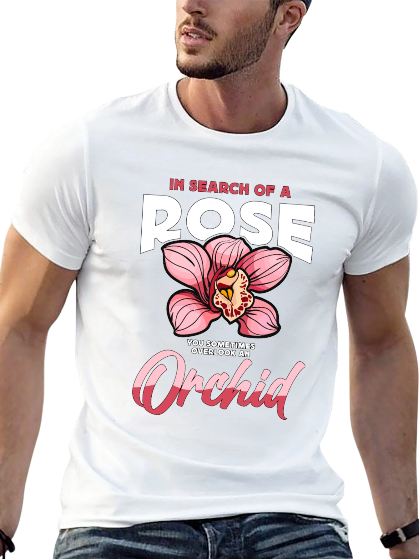 Black In Search of a Rose Orchid Graphic T-Shirt view 13