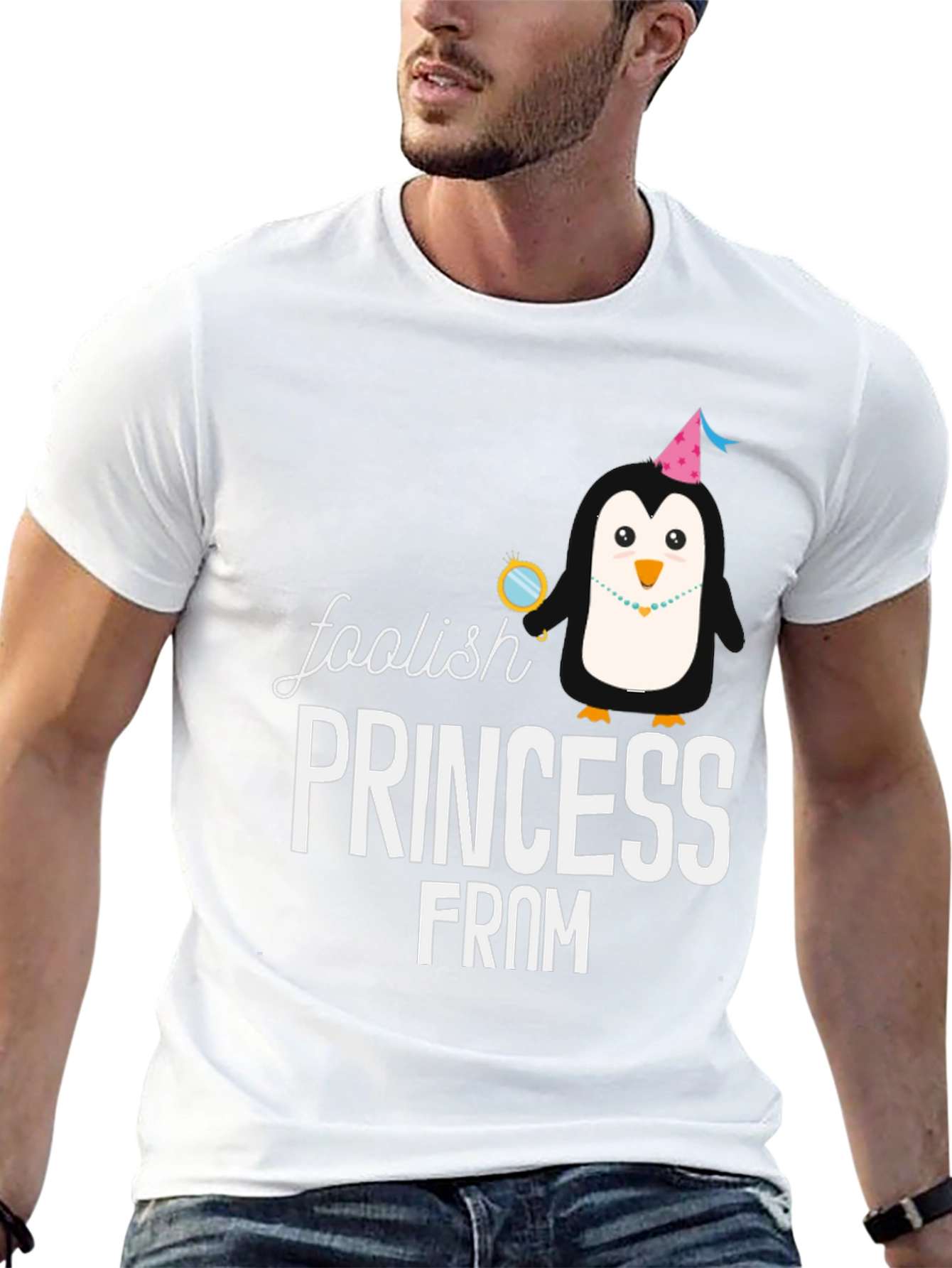 Black Foolish Princess Penguin Graphic T-Shirt view 13