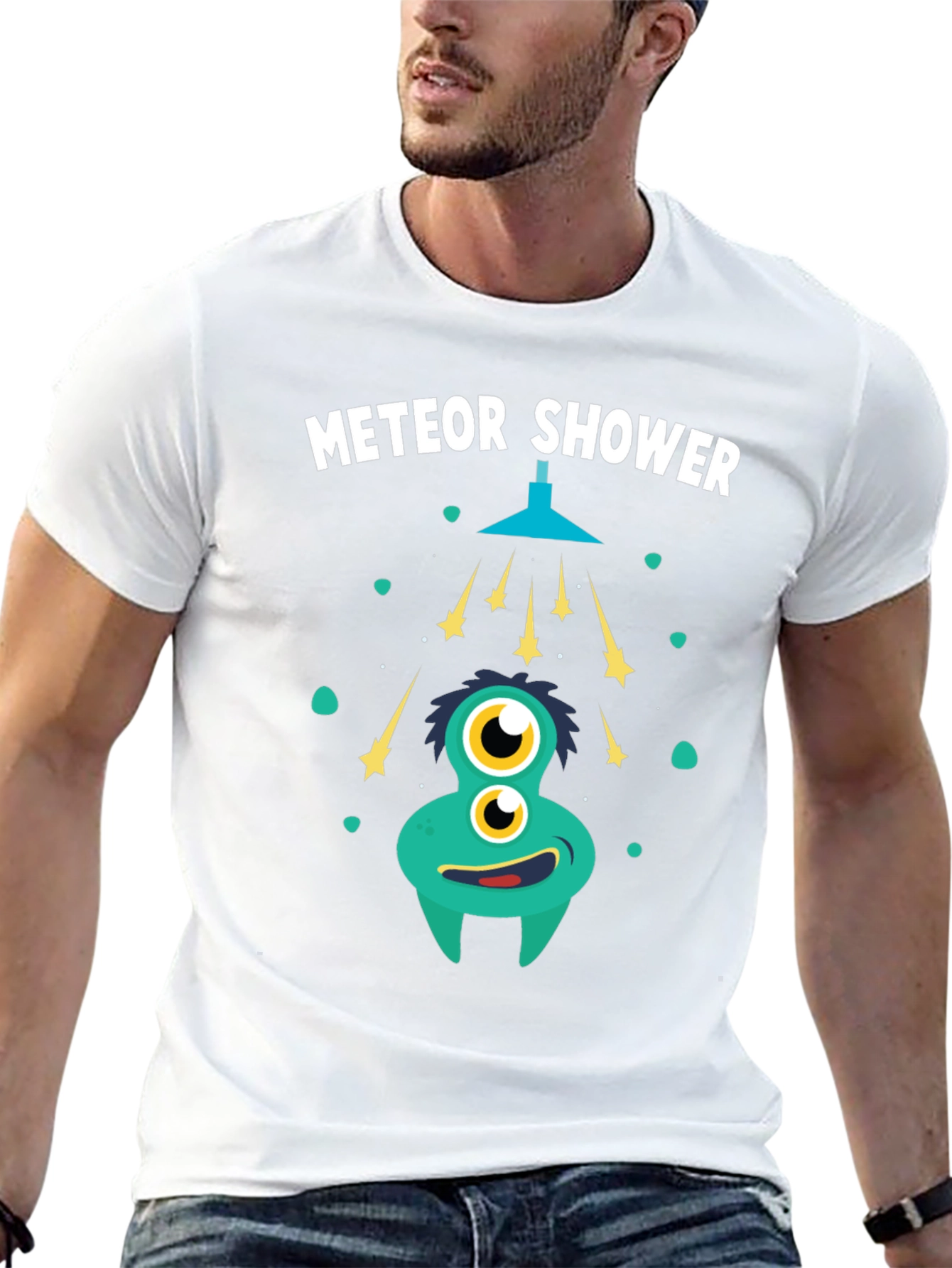 Black Meteor Shower T-Shirt - Funky Alien Graphic Tee view 13
