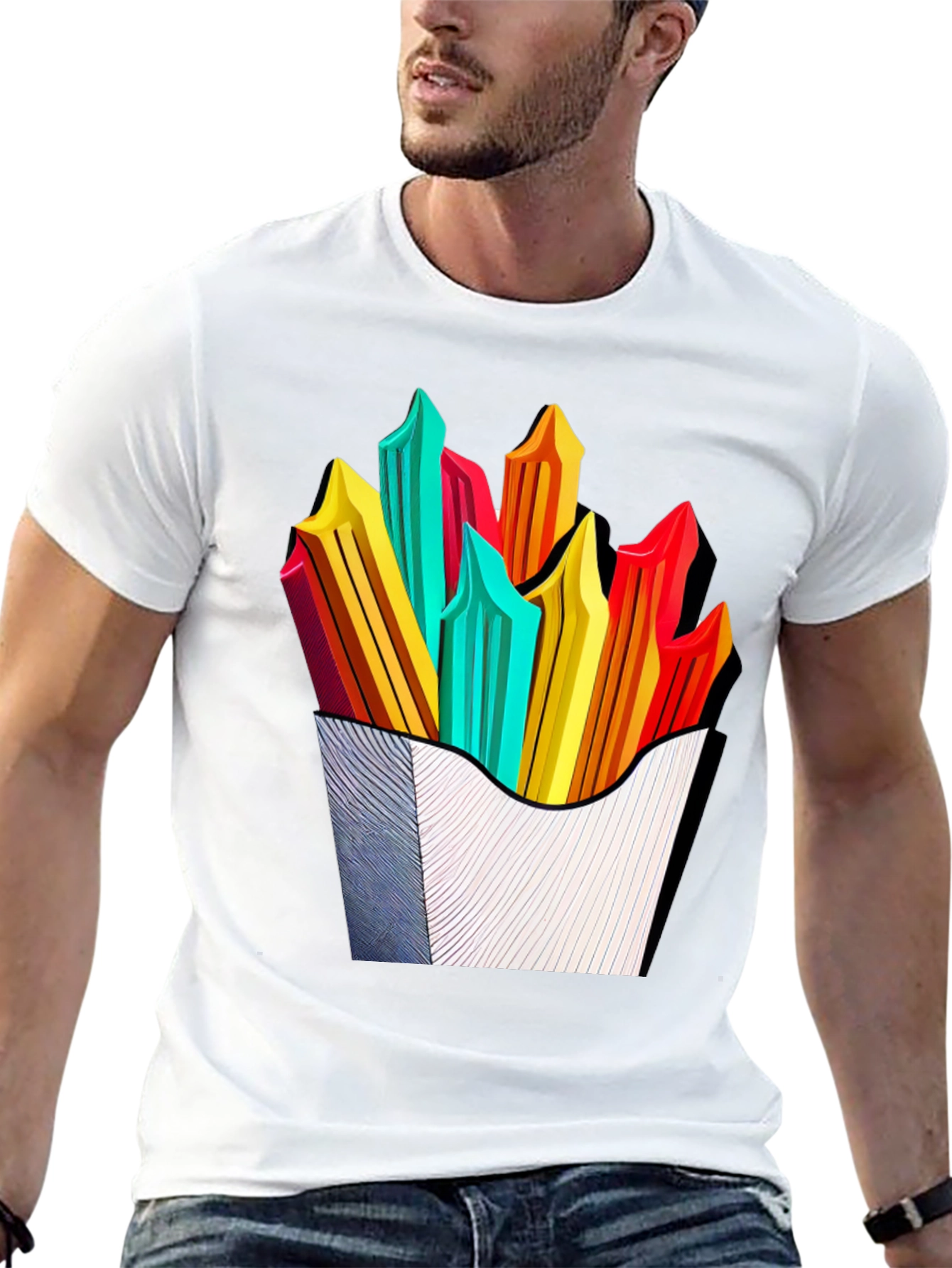 Black Funky Fries Graphic Tee - Stylish Unisex T-Shirt view 13