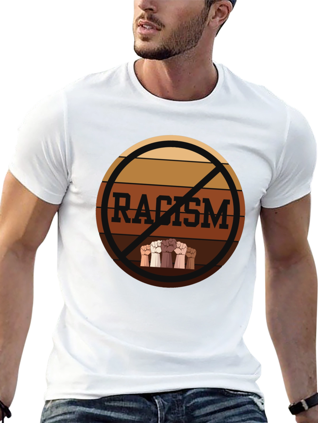 Anti Racism Fist Bump Graphic T-Shirt - 13