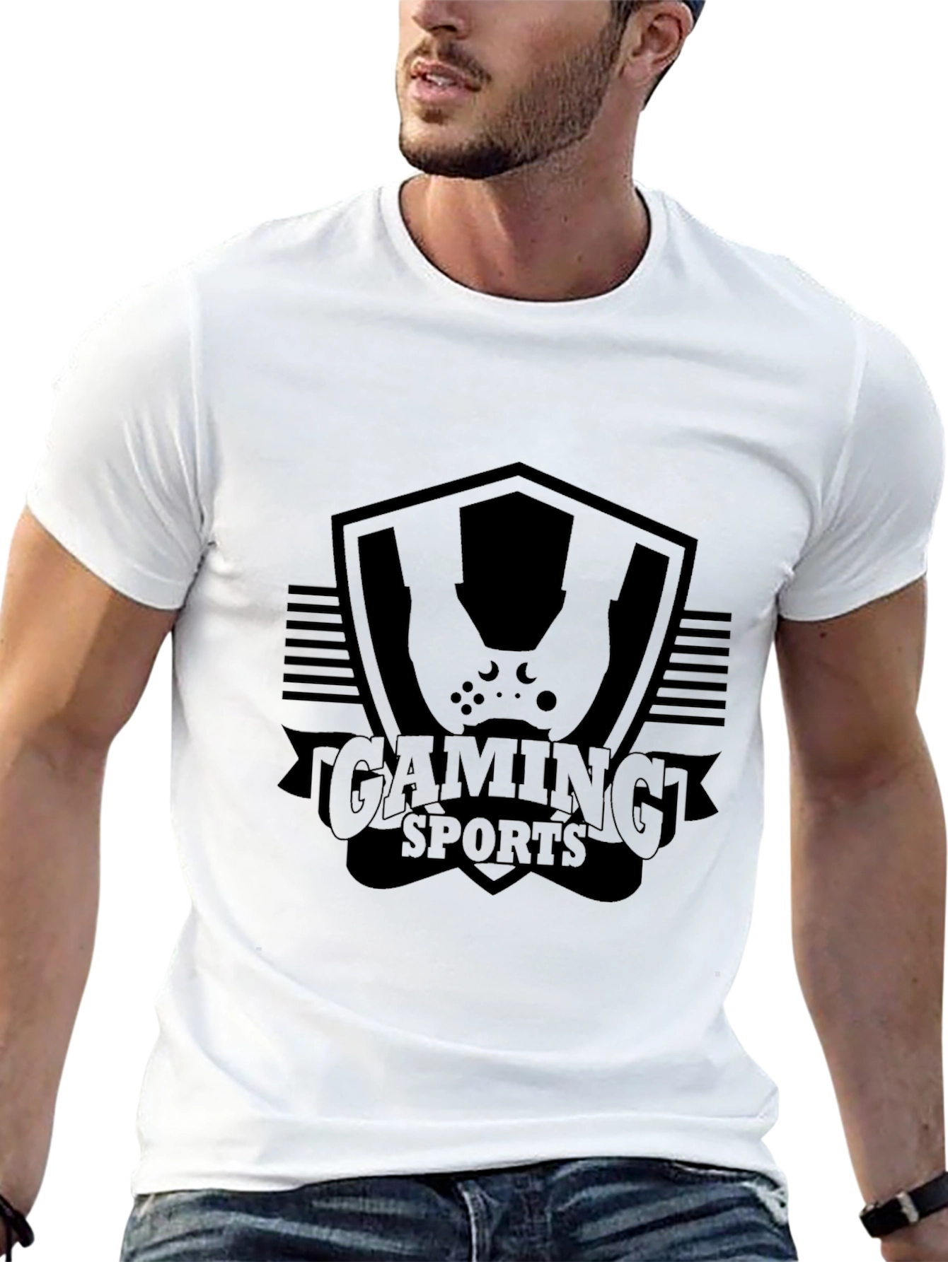 Black Gaming Sports Black T-Shirt view 13