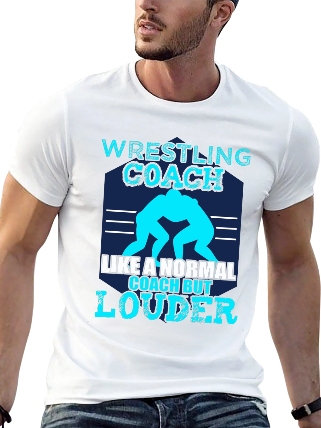 Black Wrestling Coach T-Shirt - Like a Normal Coach, But Louder! view 13