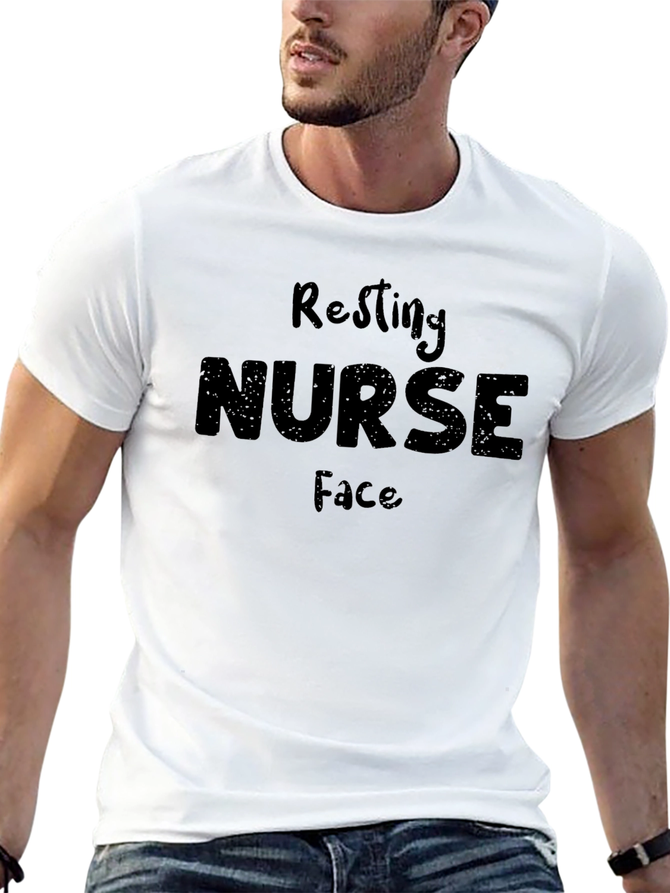 Black Resting Nurse Face Graphic Tee - Black view 13