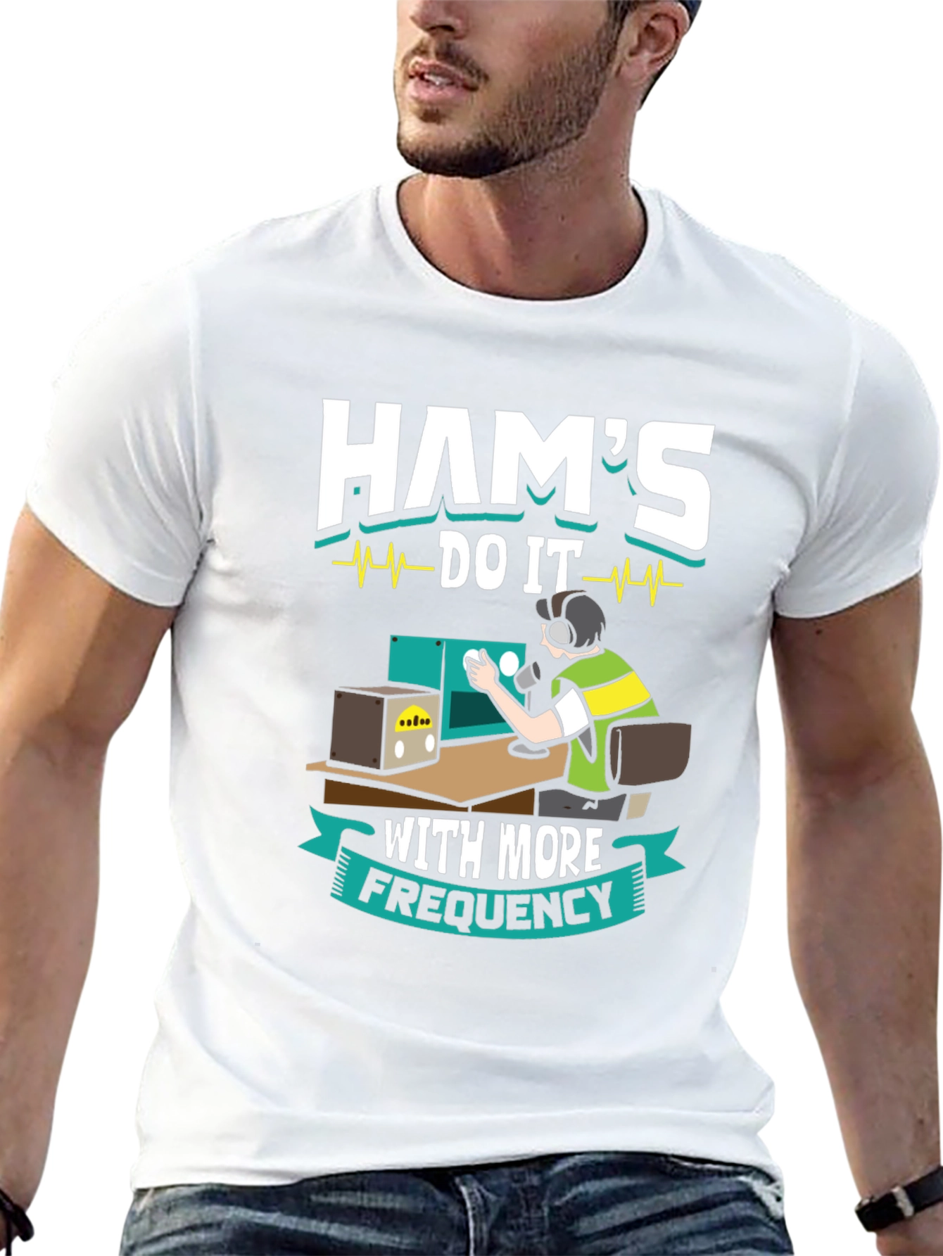 Black Ham Radio Operator Funny Graphic T-Shirt view 13