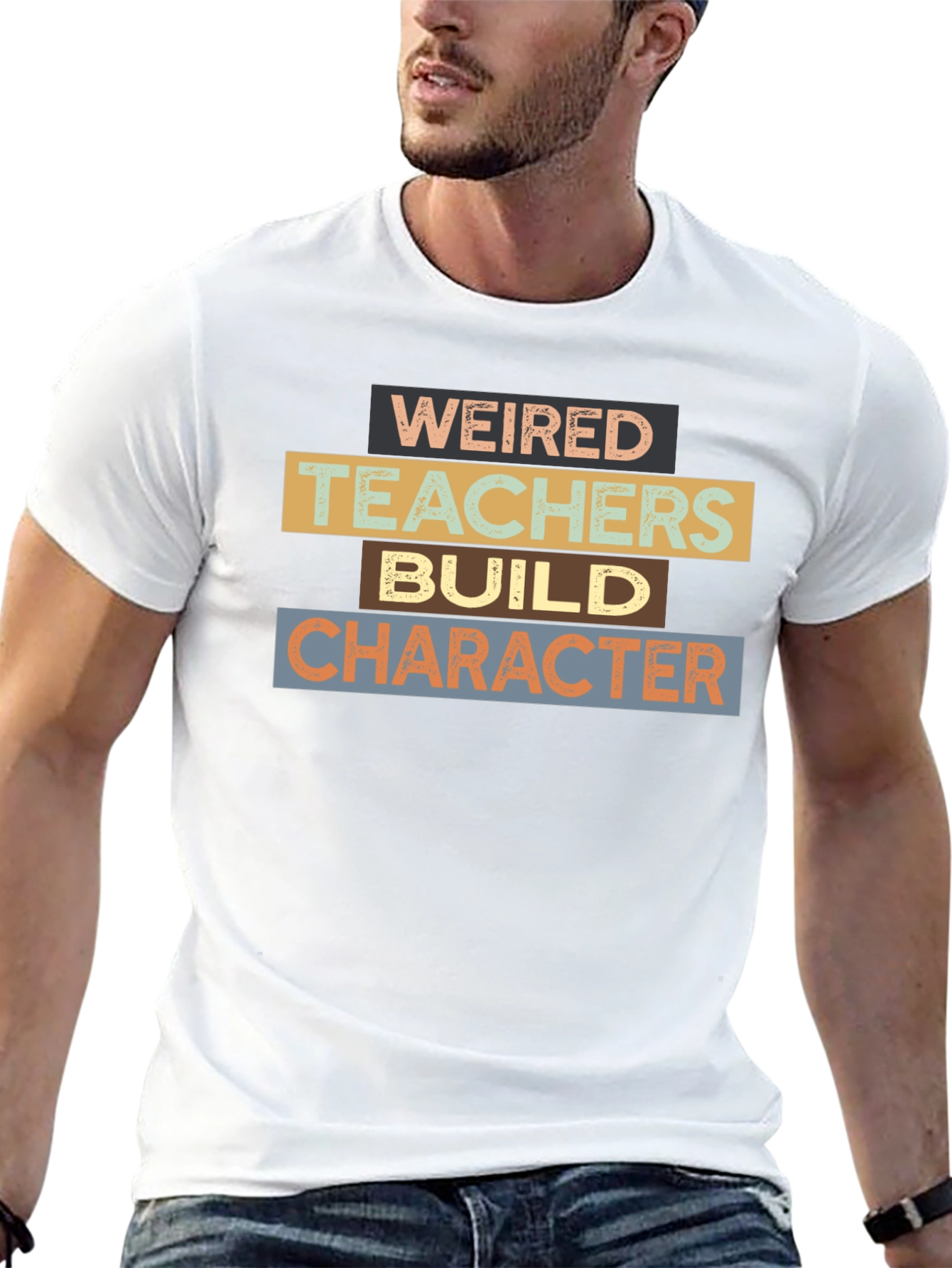 Black Weired Teachers Build Character Black T-Shirt view 13