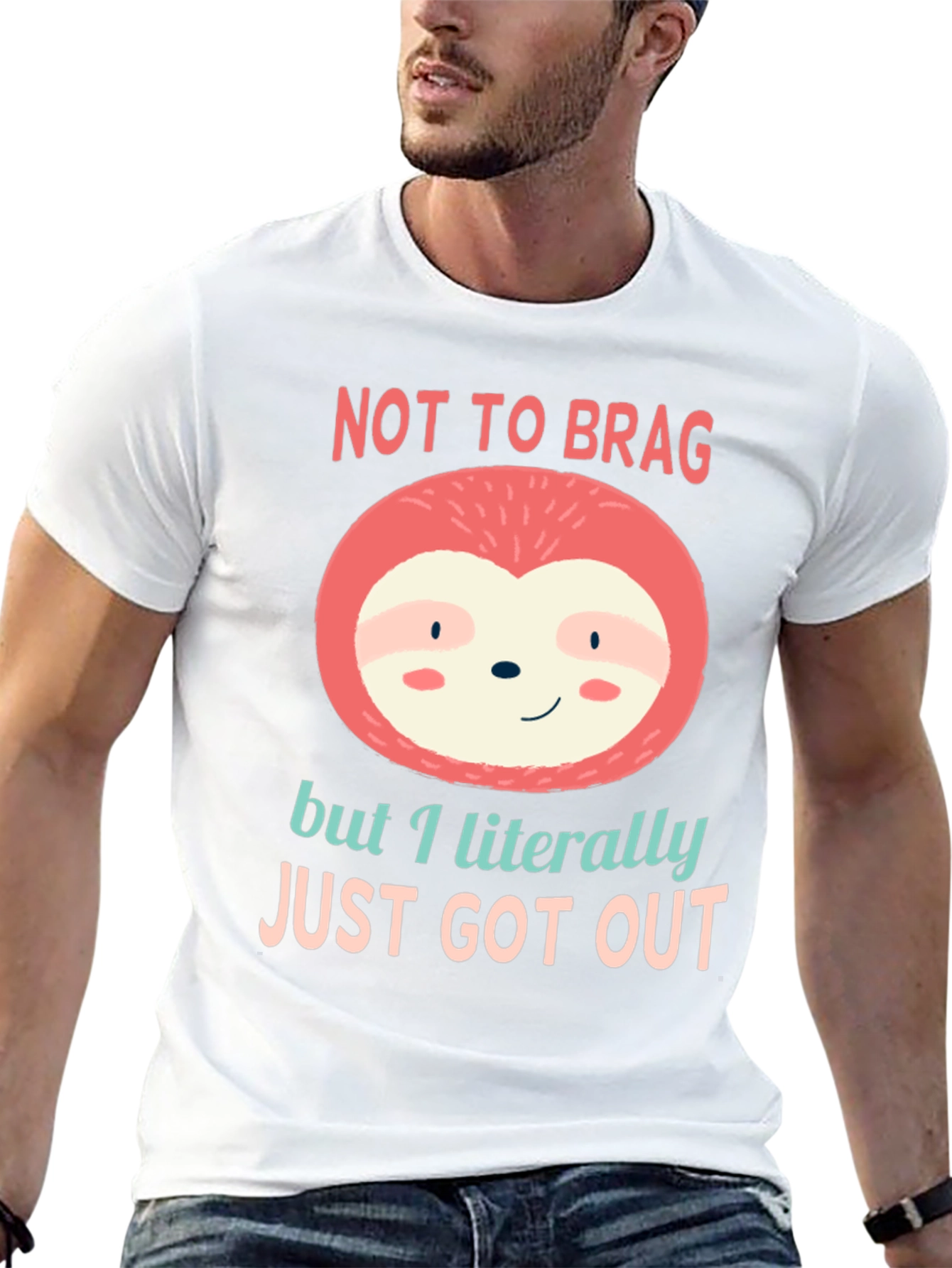 Black Not to Brag Sloth T-Shirt view 13