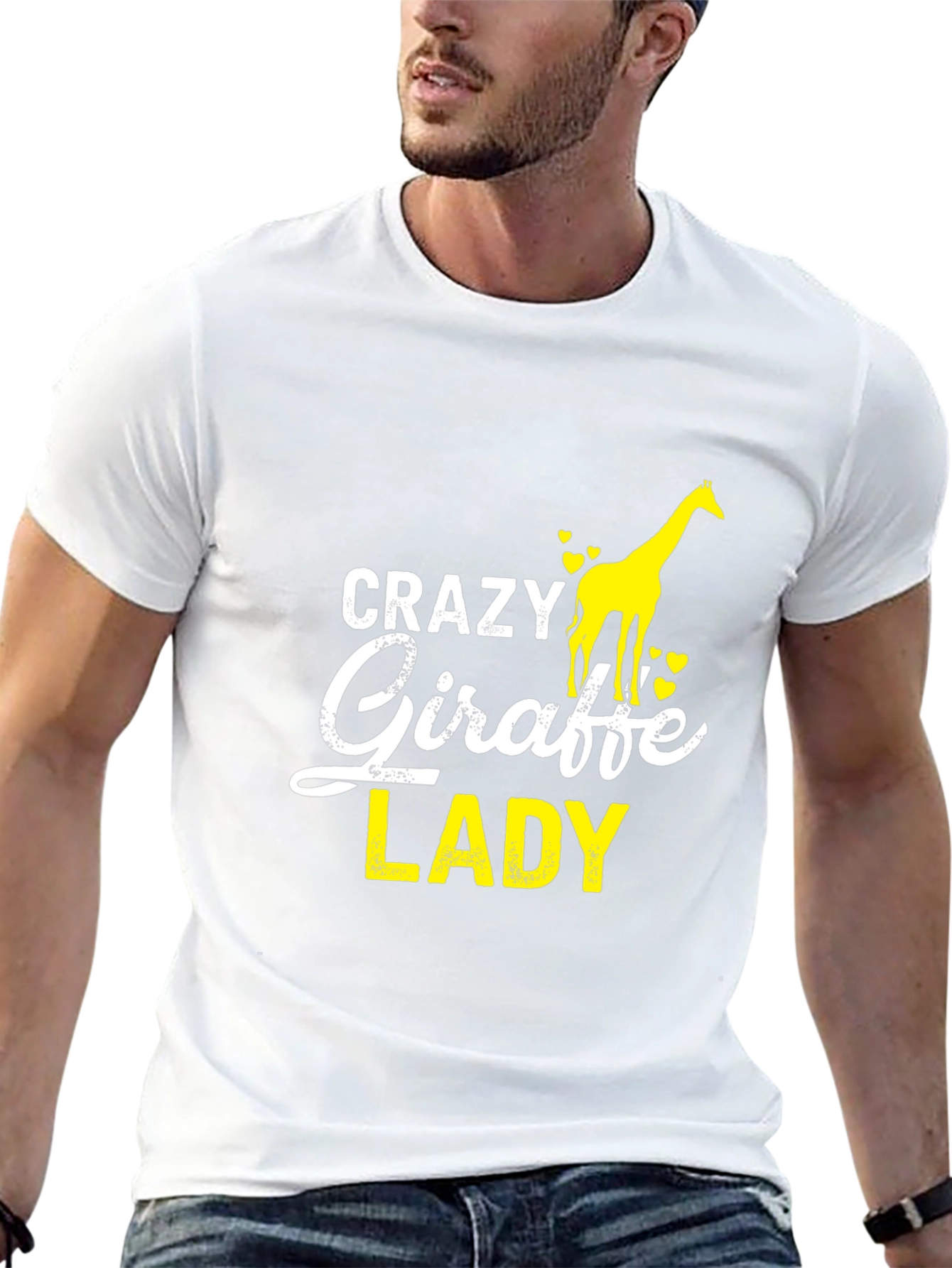 Black Crazy Giraffe Lady T-Shirt - Funny Animal Lover Tee view 13