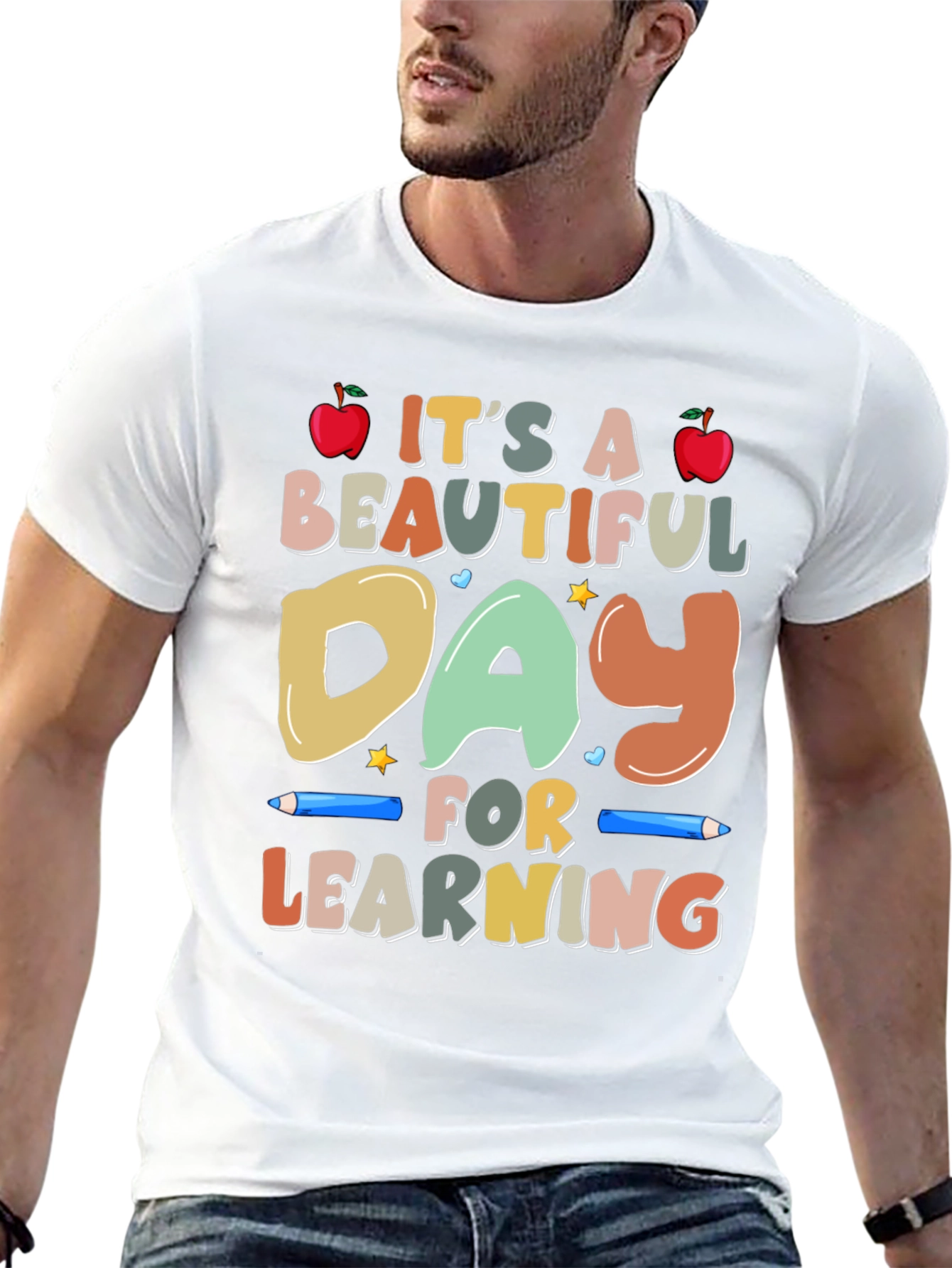 Black It's a Beautiful Day for Learning T-Shirt view 13