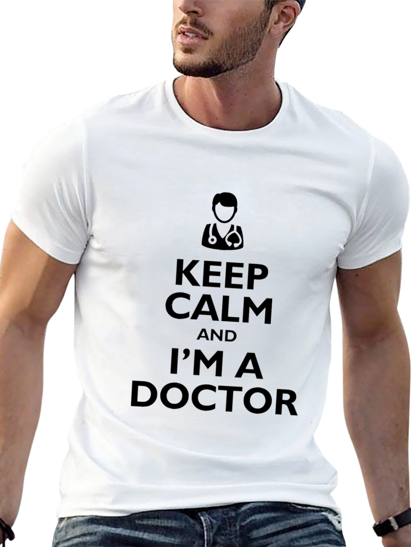 Black Keep Calm I'm a Doctor T-Shirt - Black view 13