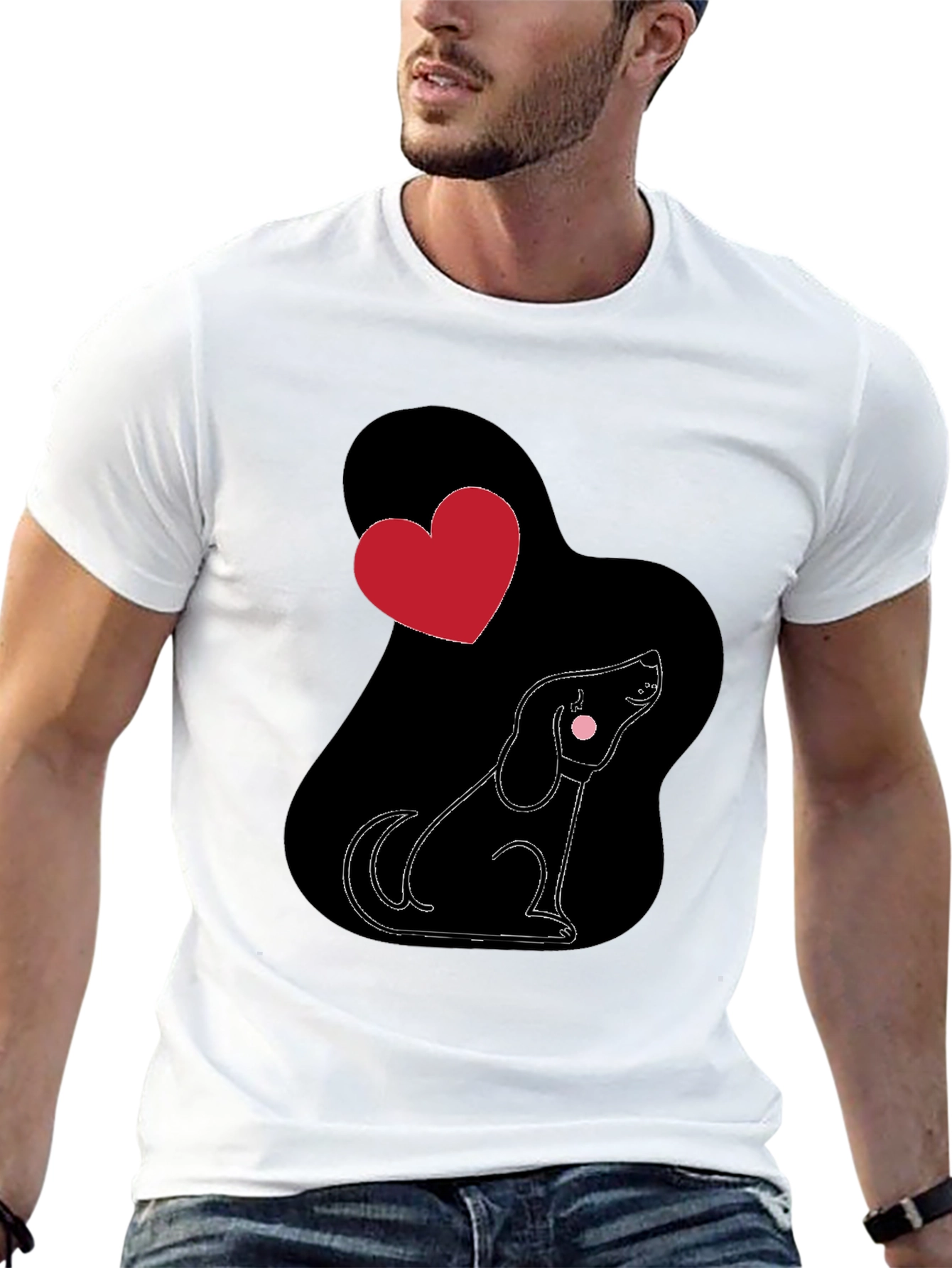 Black Dog Lover T-Shirt, Heart Design view 13