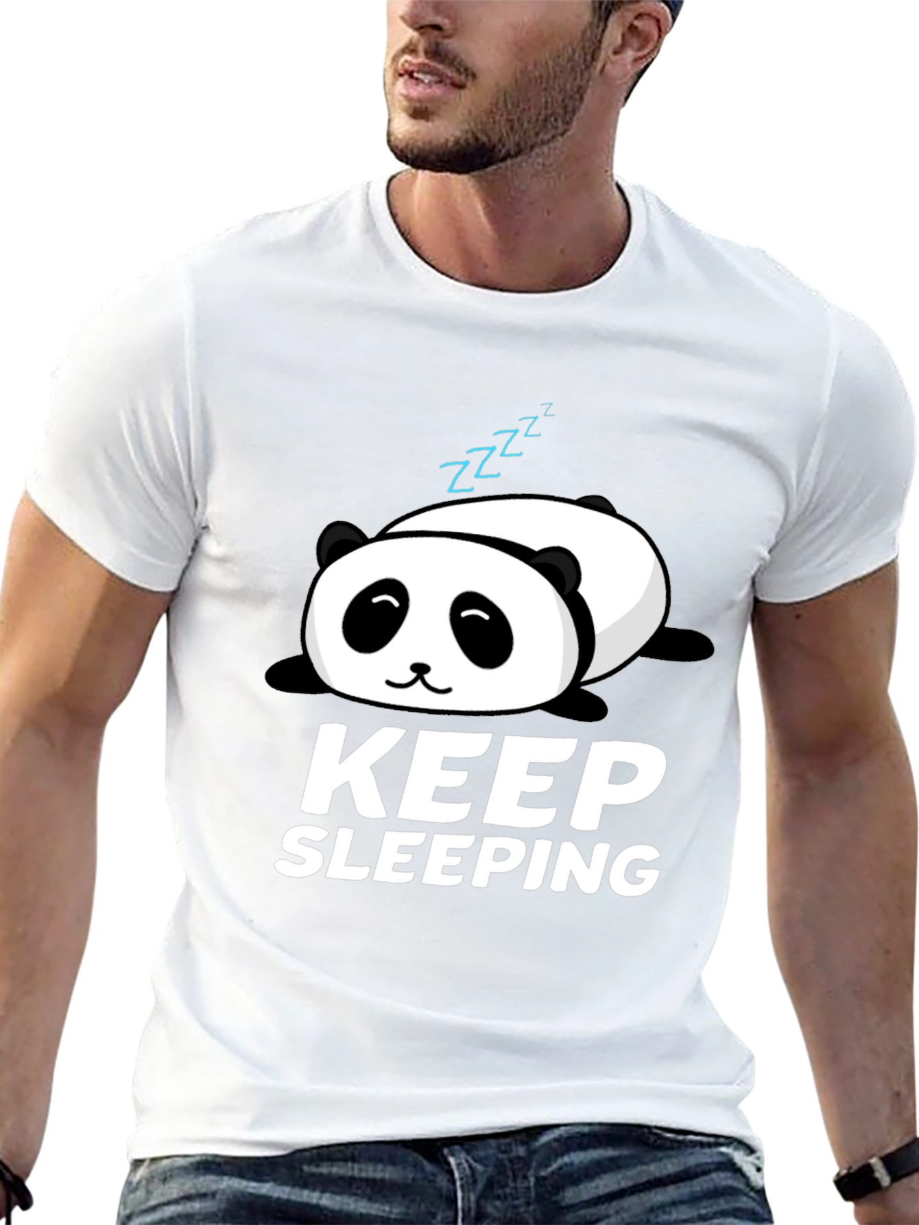 Black Keep Sleeping Panda Graphic T-Shirt - Relaxed Fit view 13