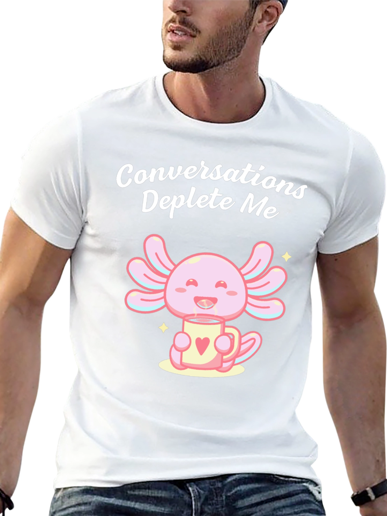 Black Conversations Deplete Me Axolotl T-Shirt view 13
