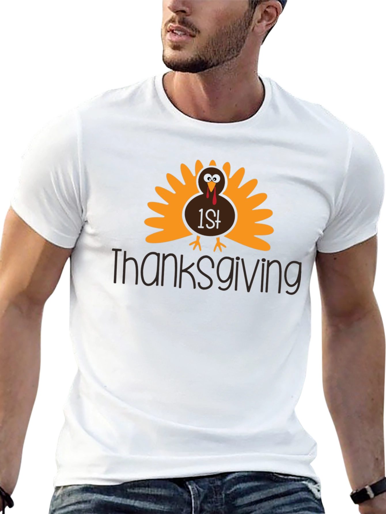 Black 1st Thanksgiving Turkey Graphic T-Shirt view 13