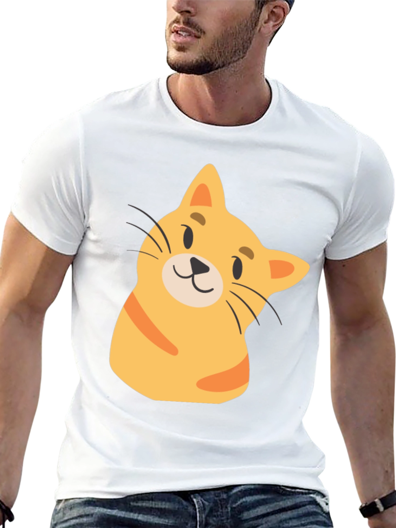 Black Cute Cartoon Cat Black T-Shirt view 13