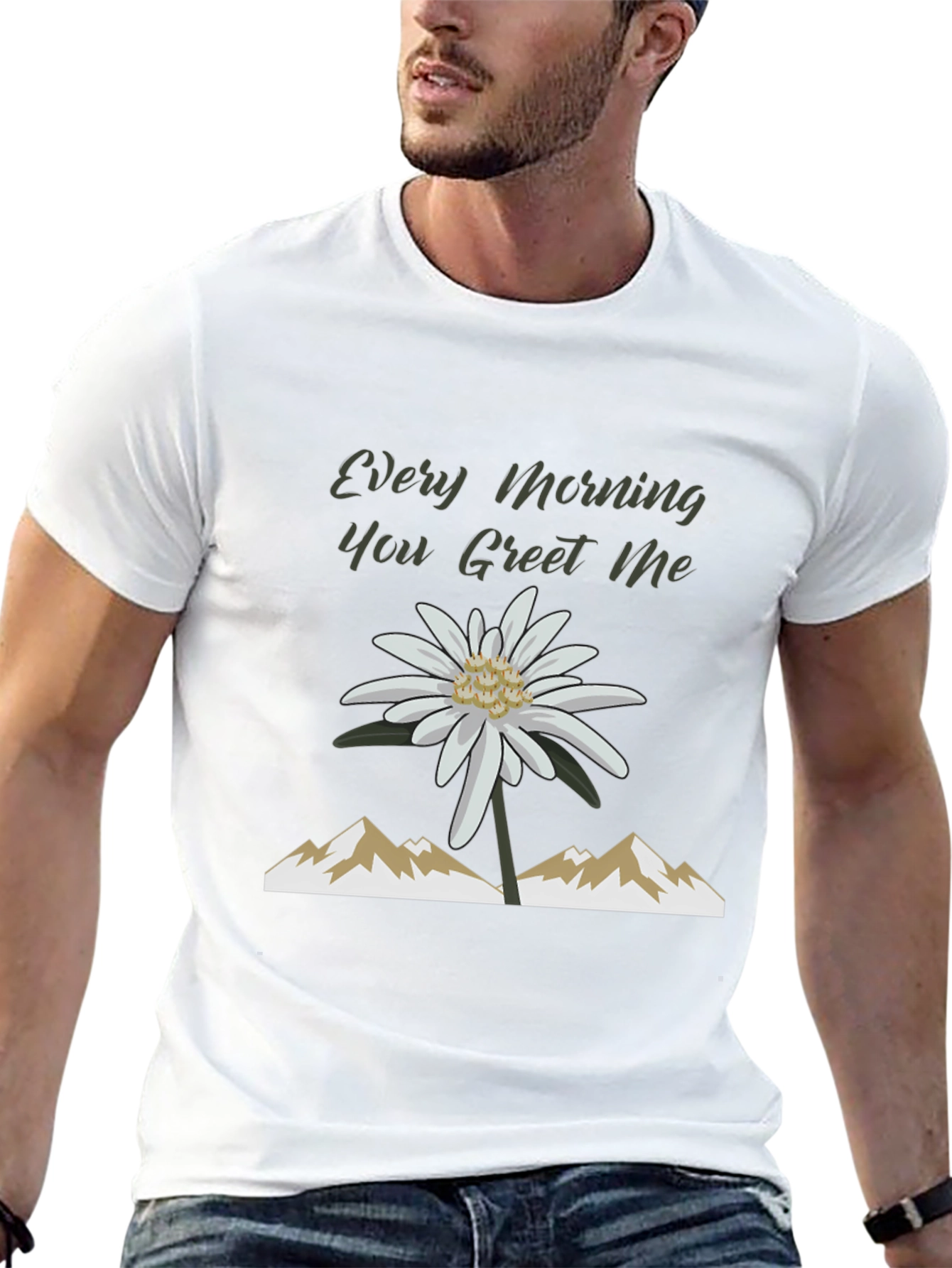 Black Every Morning Tee: Mountain Flower Graphic view 13