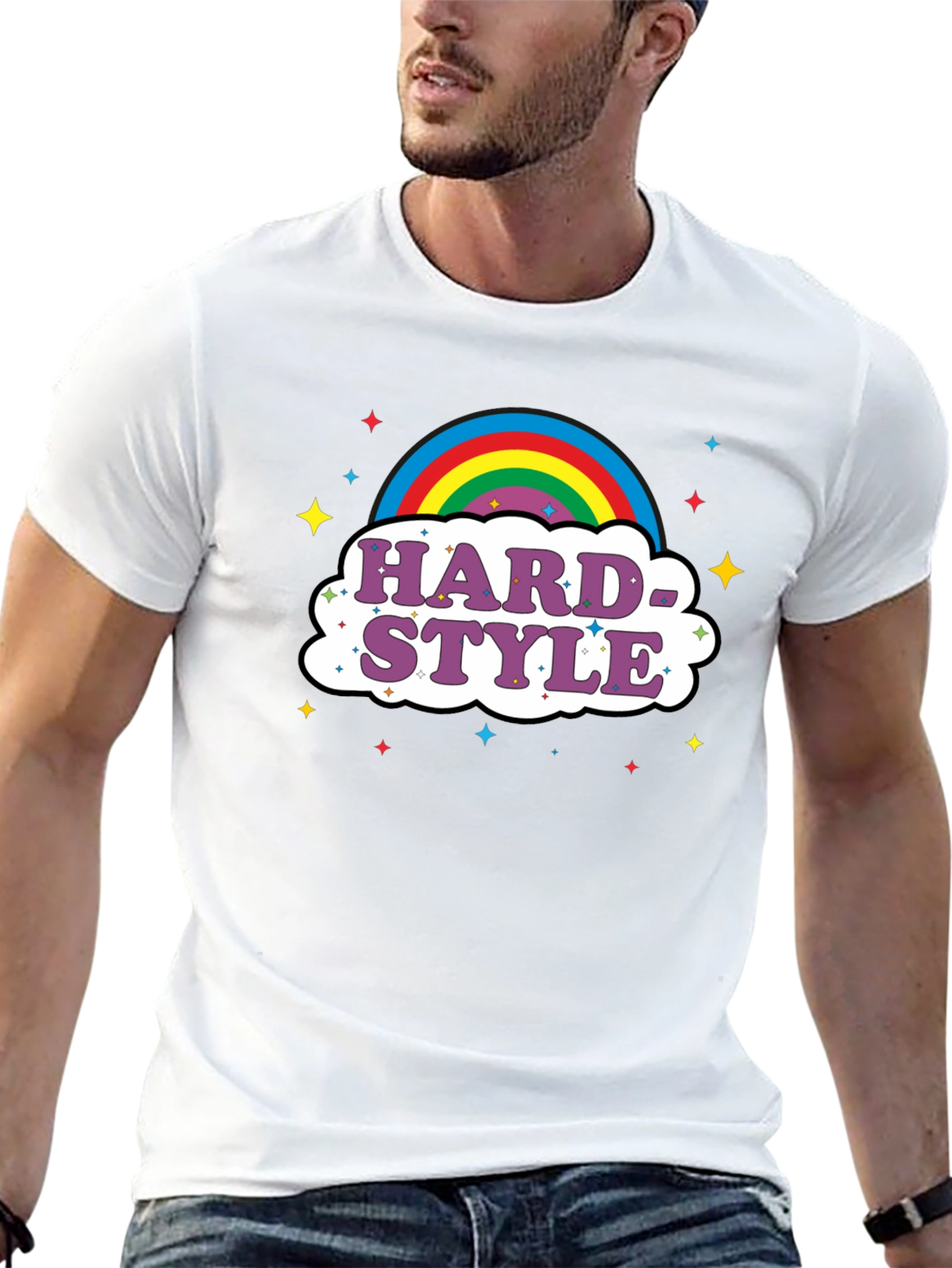 Black Hardstyle Rainbow Graphic Tee view 13