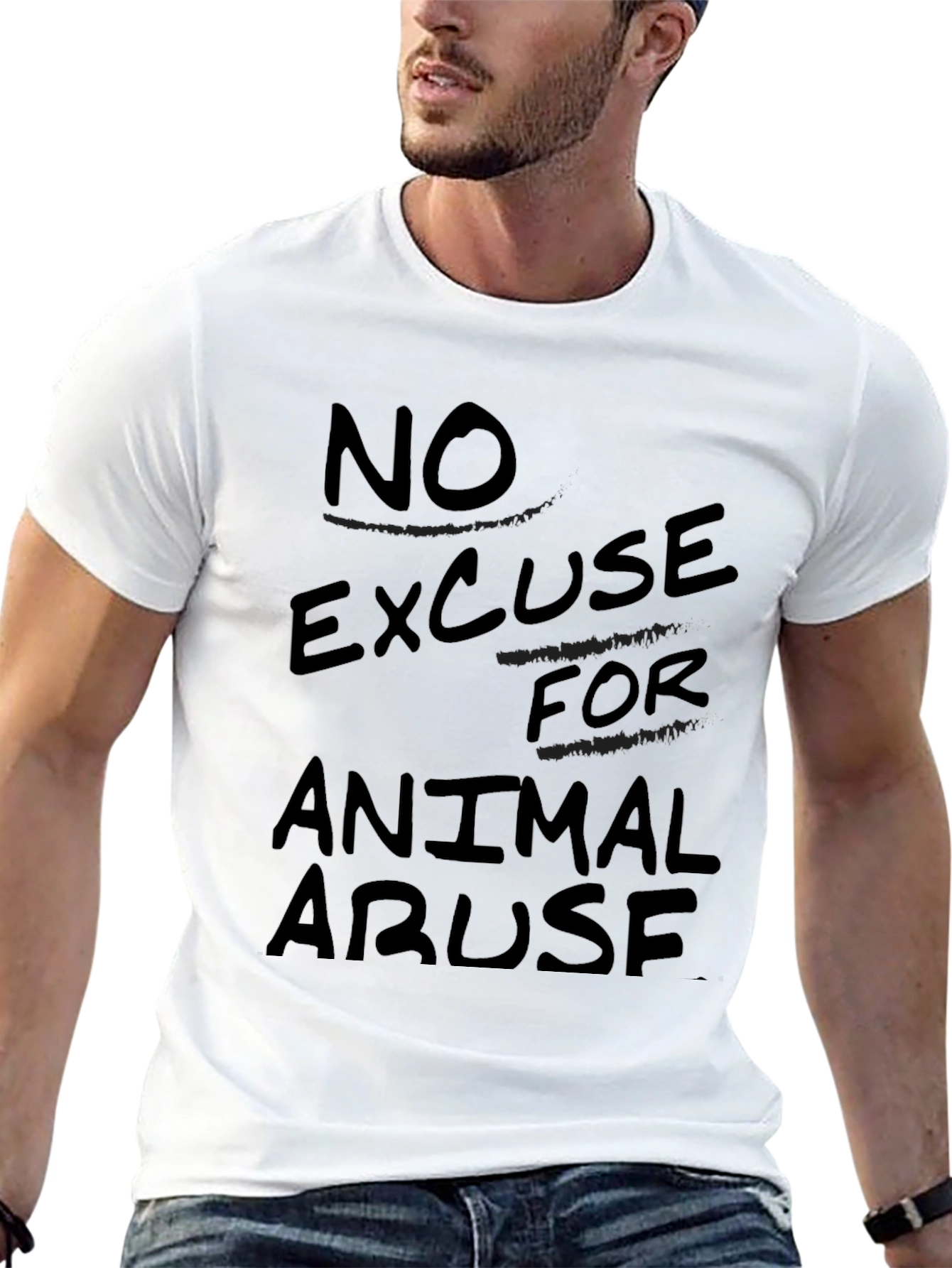 Black No Excuse for Animal Abuse Graphic Tee view 13