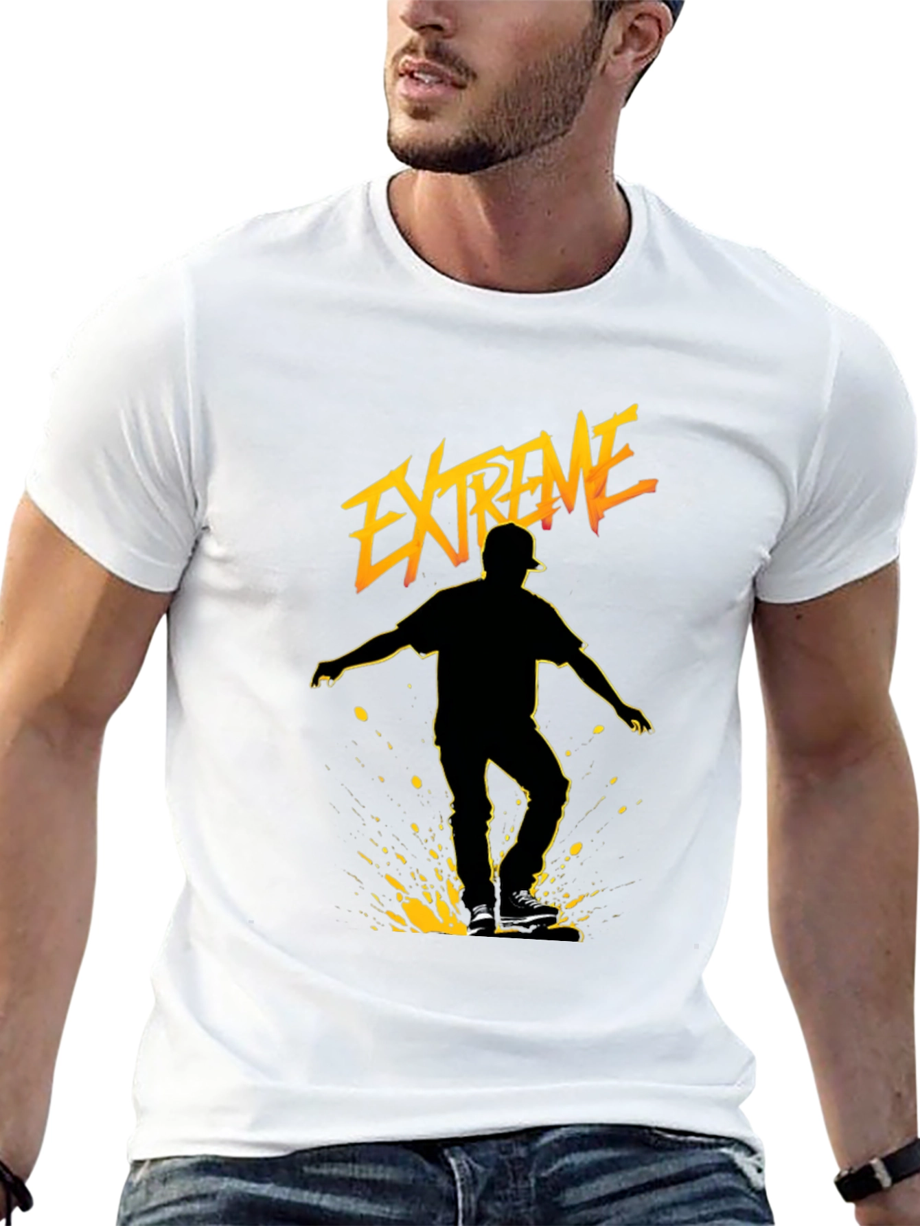 Black Extreme Skater Graphic Tee - Black Cotton Blend view 13