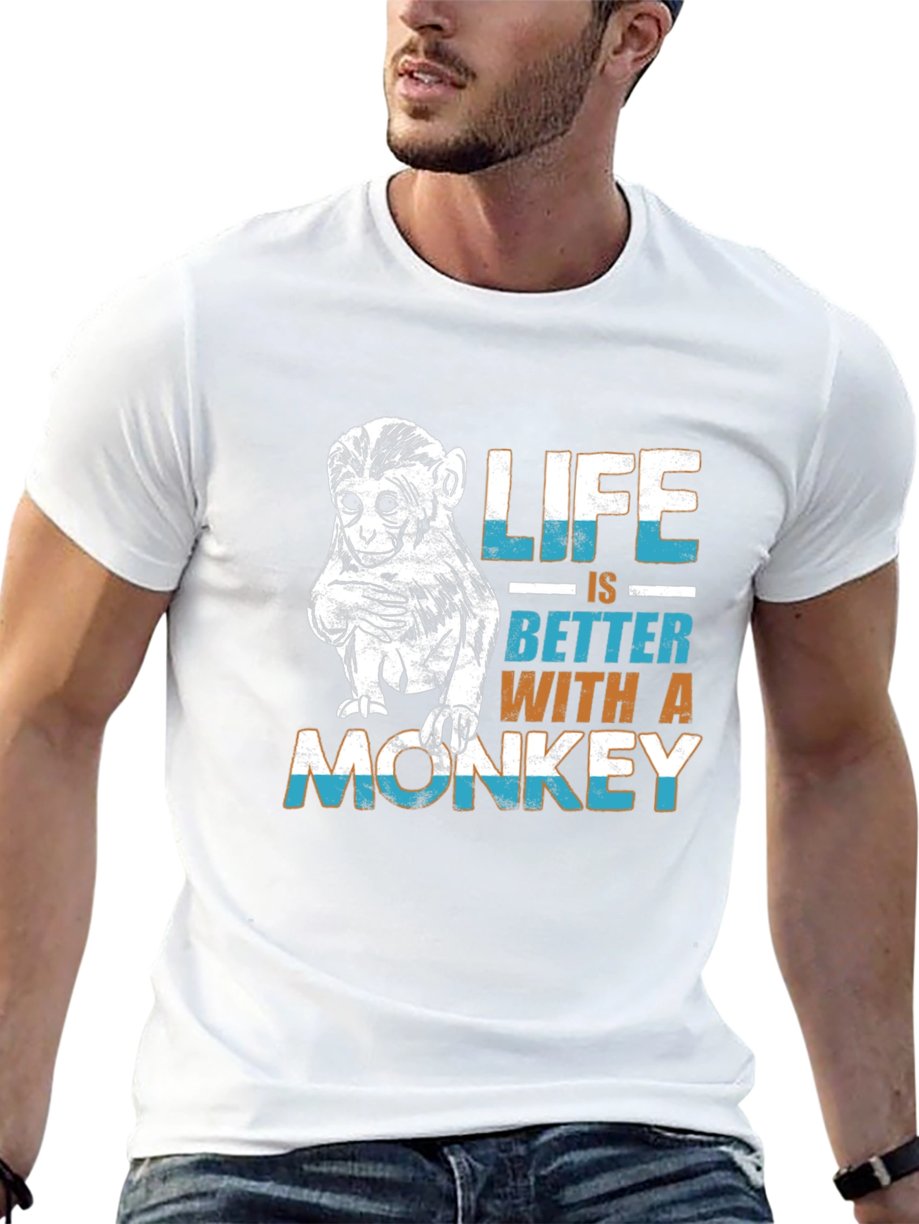 Black Life is Better Monkey Graphic Tee view 13